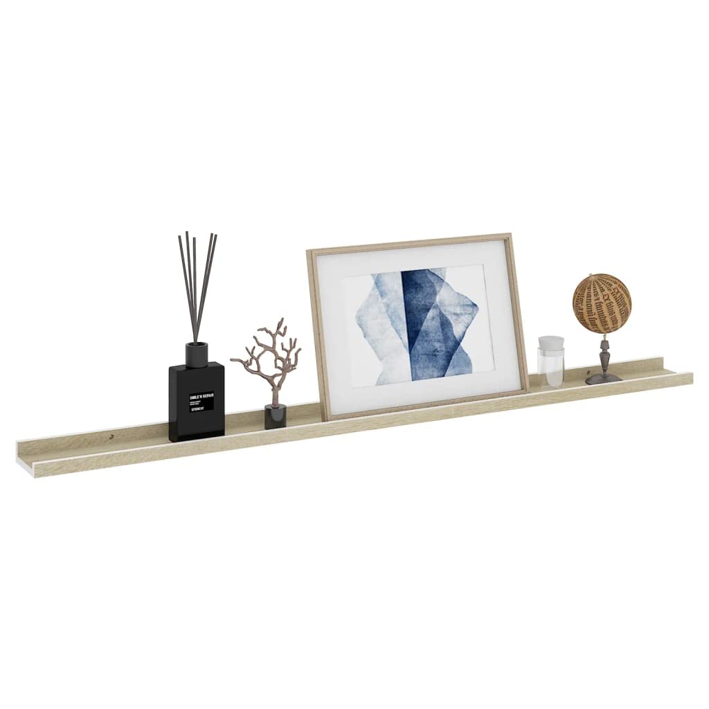 2-Pack White & Sonoma Oak Floating Wall Shelves - 45.3