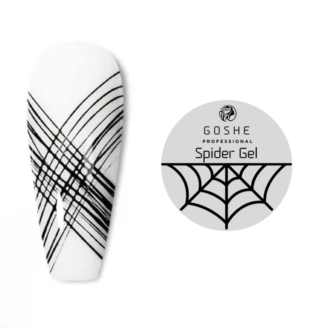 Goshe Black Spider Gel for Nail Art - Soak Off UV LED Nail Gel with Brushes | DIY Elastic Drawing Gel for Lines & Designs | Perfect for Salon, Home Manicure & Nail Art Enthusiasts