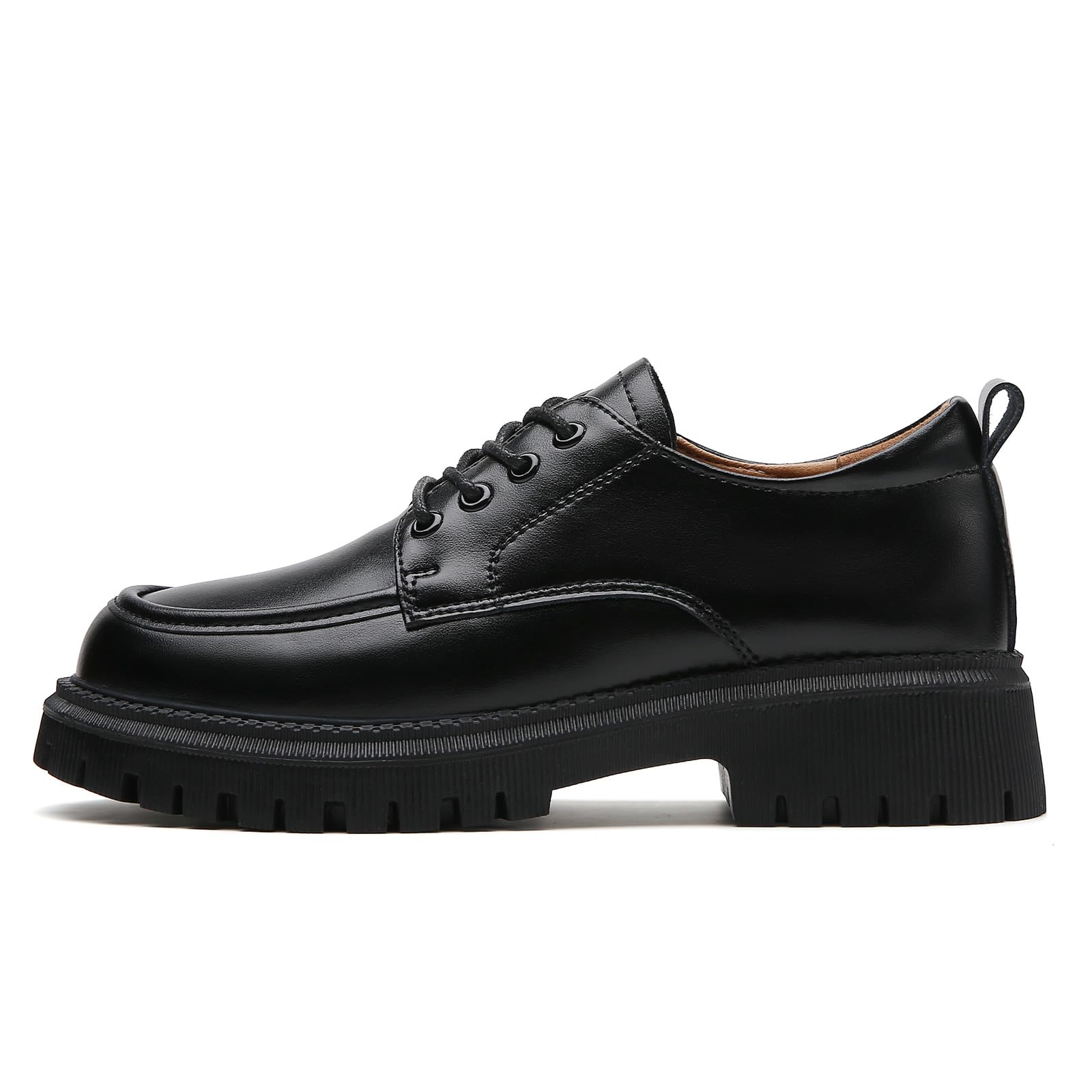 Stylish Black Oxford Shoes for Women - Platform Chunky Heel Patent Leather Business Casual Work Shoes | Comfortable & Classic Design for Office, Party & Daily Wear