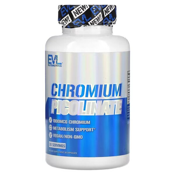 EVLution Nutrition Chromium Picolinate Supplement - 30 Capsules for Blood Sugar Support & Metabolism Boost | Supports Weight Management & Healthy Glucose Levels