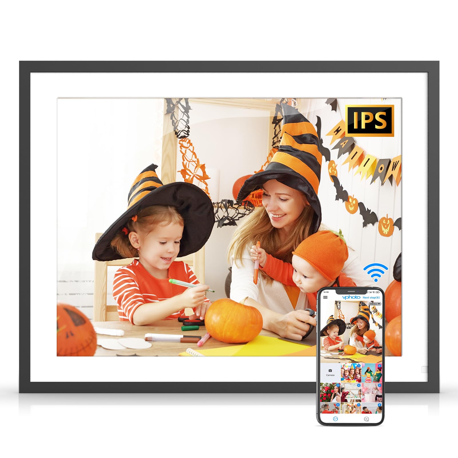 17-inch Large Digital Photo Frame with 32GB Storage, Dual WiFi, IPS Touch Screen - Share Photos via App & Email, Free Cloud - Perfect Gift for Family & Friends - Ideal for Home, Office, and Special Occasions