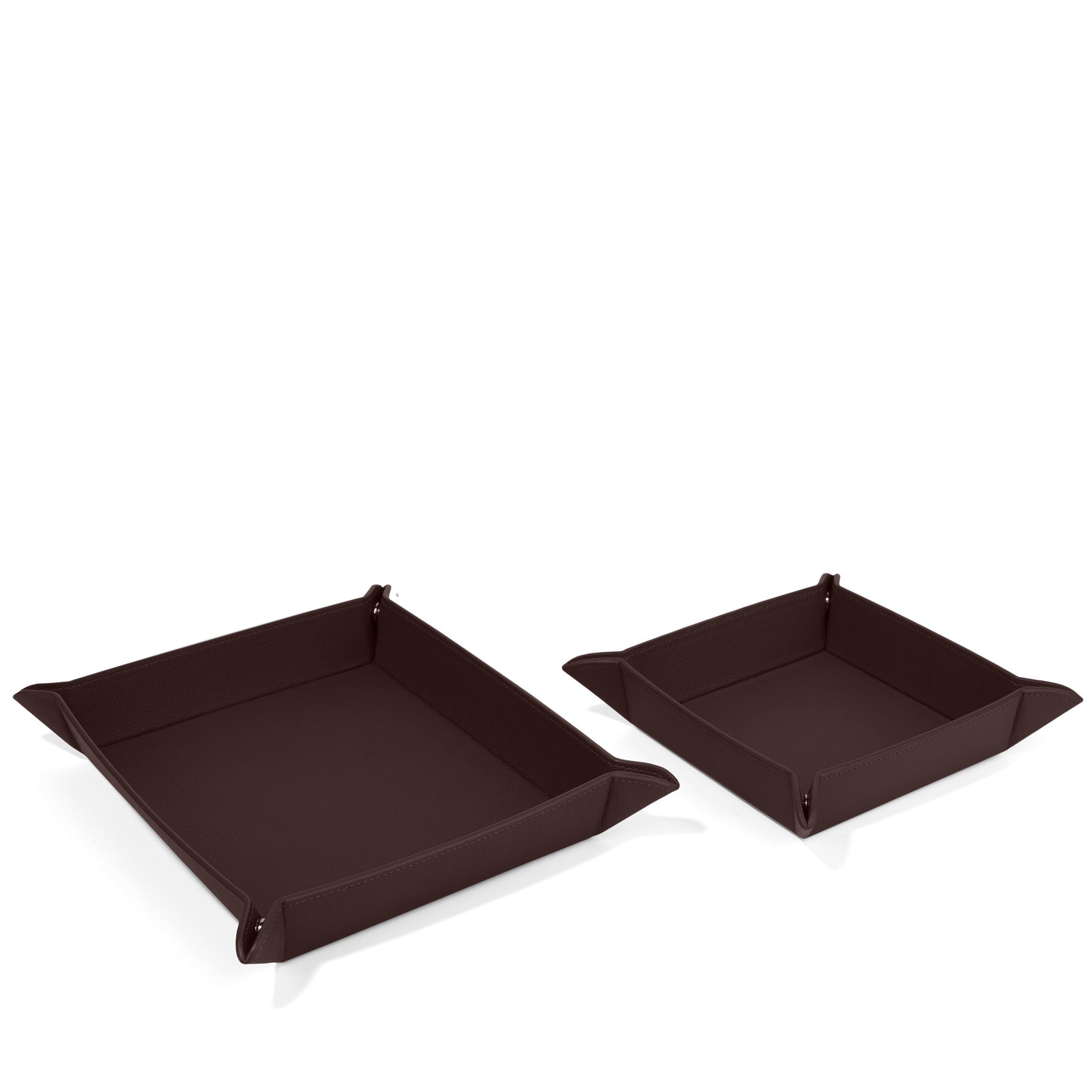 Premium Leather Valet Tray Set - Brown Organizer for Keys, Wallet & Watch | Stylish Desktop & Nightstand Storage Solution for Men
