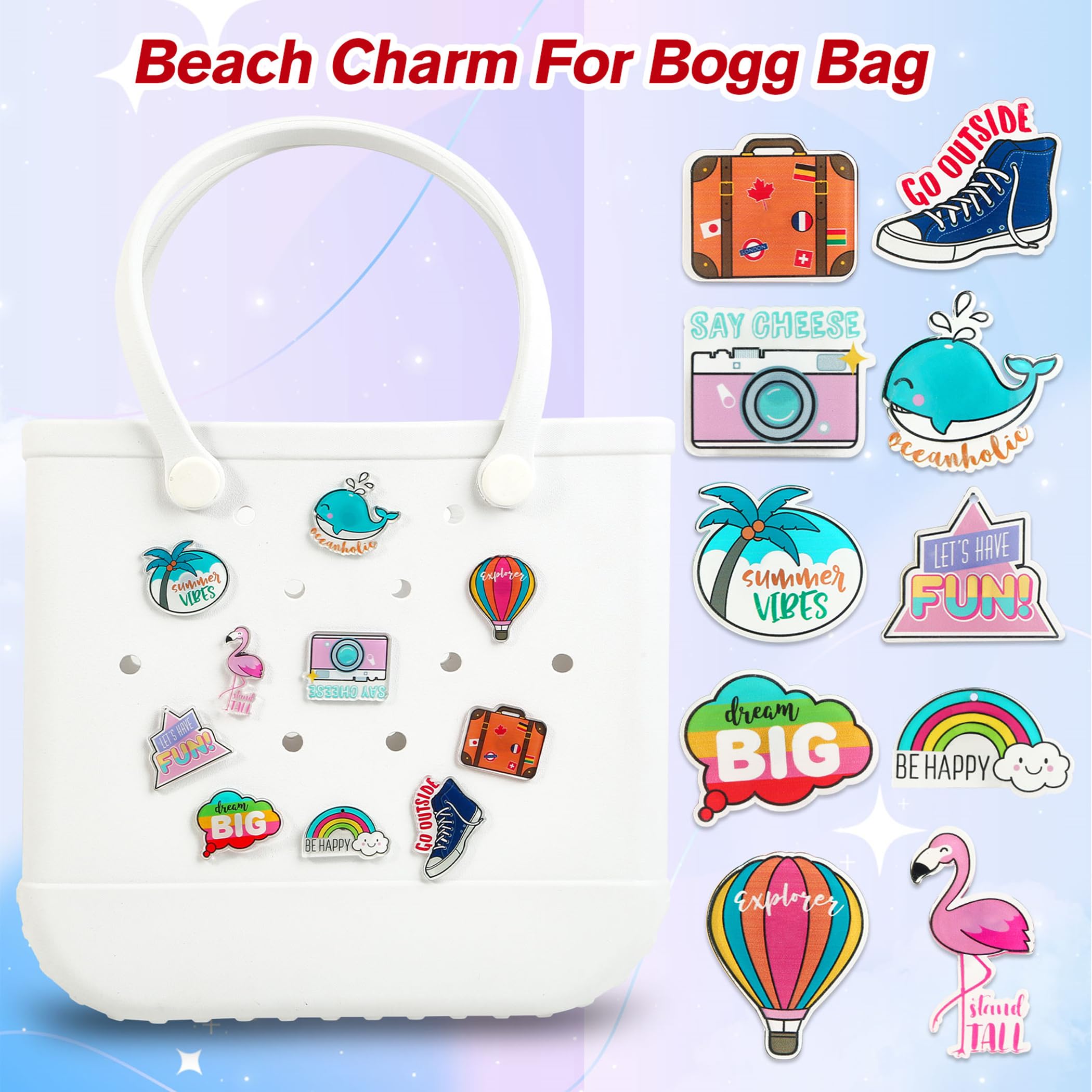 Bogg Bag Charms - Stylish Women's Accessories for Simply Southern Beach Totes | Decorative Inserts for Rubber Beach Bags | Perfect for Pool Parties, Beach Trips & Summer Vacations