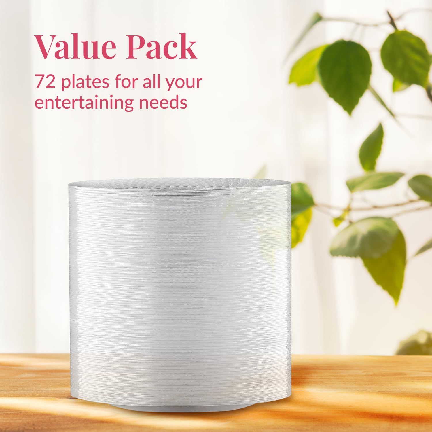Prestee 7.5-inch Clear Plastic Disposable Plates (72 Count) - Heavy Duty Party Plates for Cake, Salad, Appetizer, Dinner & Dessert - Perfect for Weddings, Holidays, Easter & Special Events - Durable Event Supplies for Indoor/Outdoor Gatherings