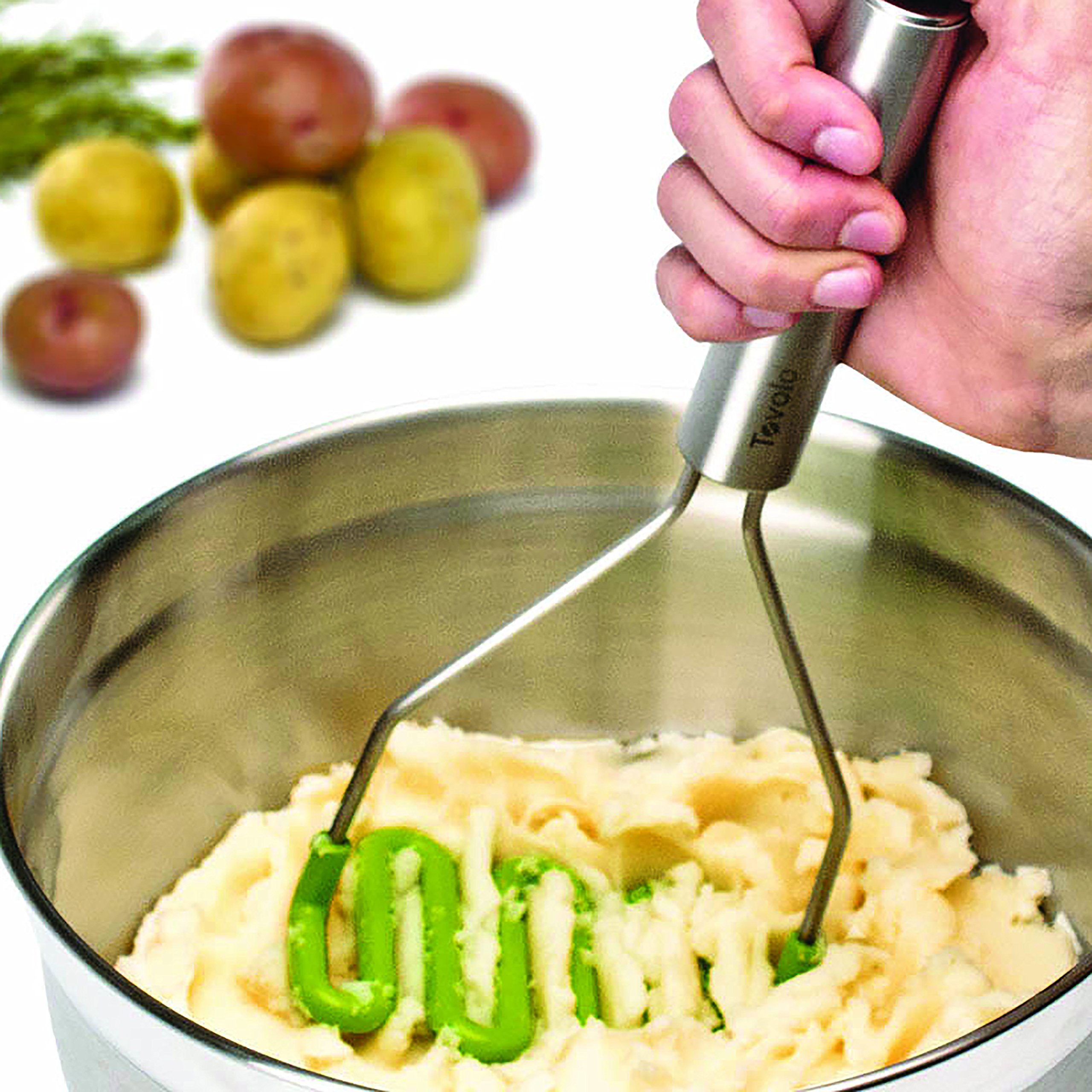 Tovolo Silicone Potato Masher - Stratus Blue | Non-Slip Grip & Dishwasher Safe | Perfect for Mashed Potatoes, Baby Food & Baking | Kitchen Essential Tool