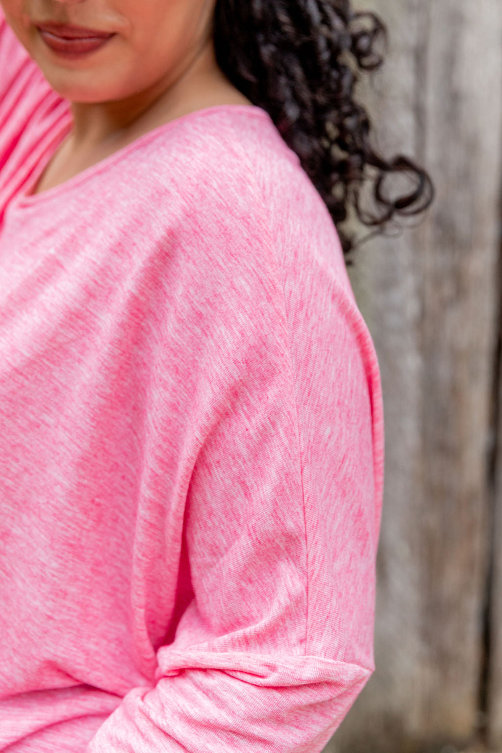 Women's Harlow Knit Top in Pink Marl - Soft Casual Sweater for Everyday Wear & Layering