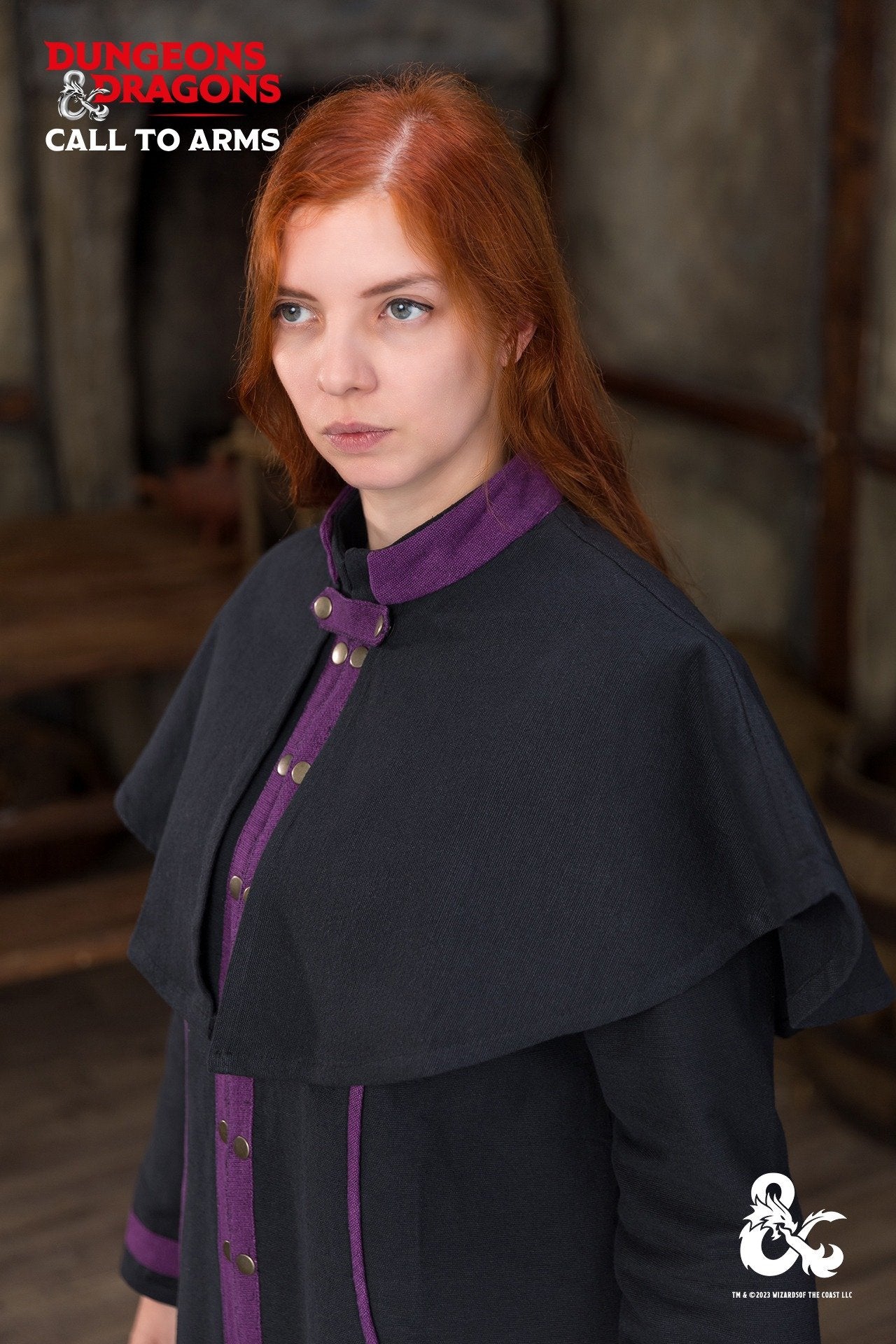 Dungeons & Dragons Warlock Cape - Black & Purple Cosplay Cloak for D&D RPG Costume | Perfect for LARP, Halloween & Fantasy Conventions
