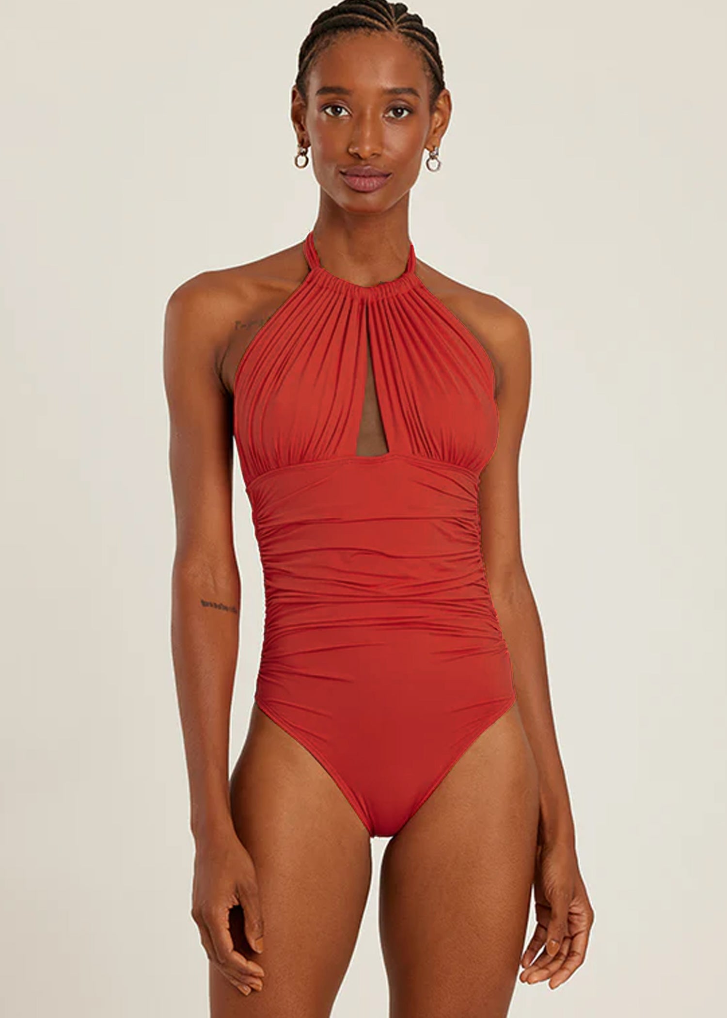 Lenny Niemeyer Ruched Halter One Piece Swimsuit in Paprika - Stylish & Sexy for Beach, Pool & Summer Vacations