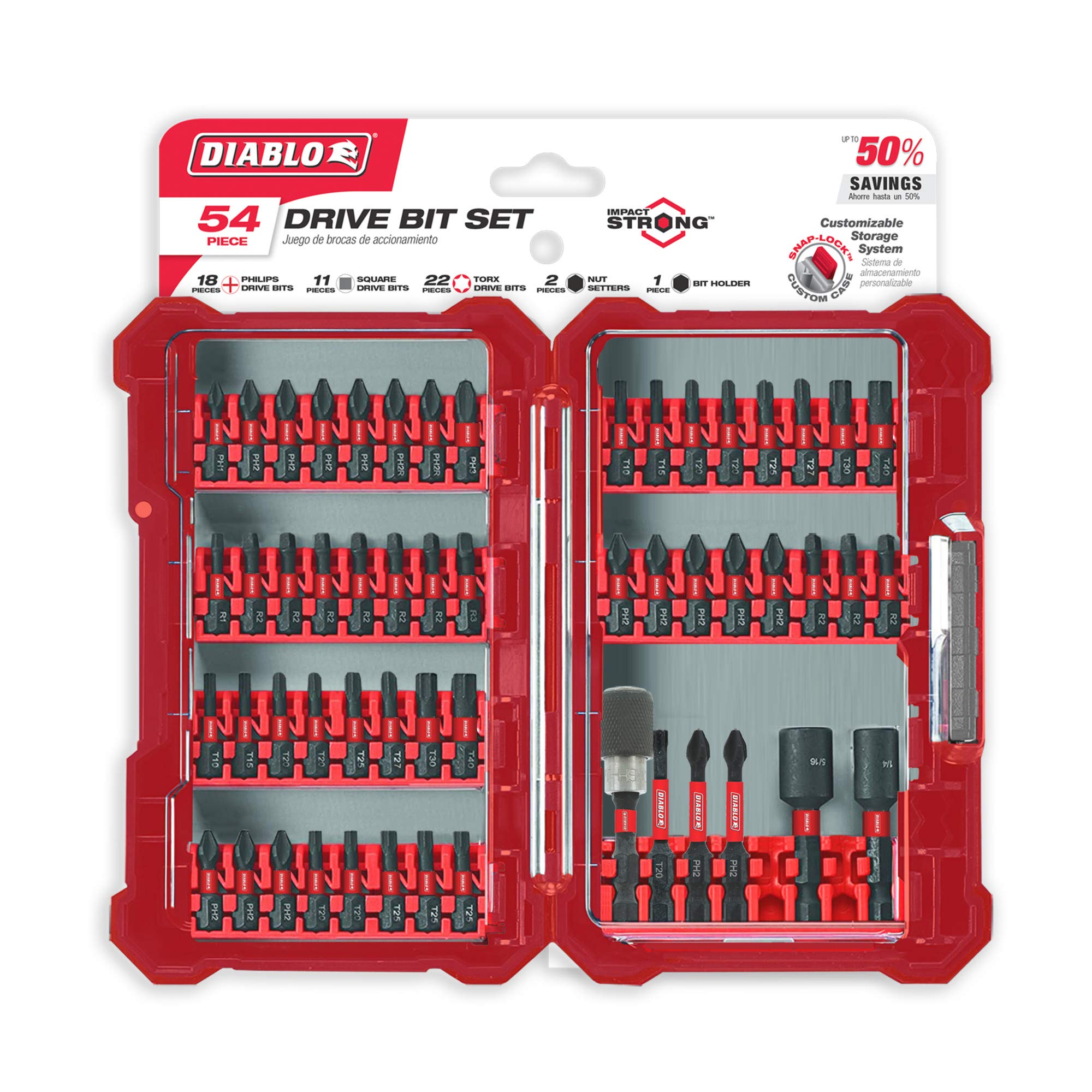 Diablo 54-Piece Screwdriver Set - Professional Screwdriving Kit with Multiple Bits for Home Improvement, Construction & DIY Projects