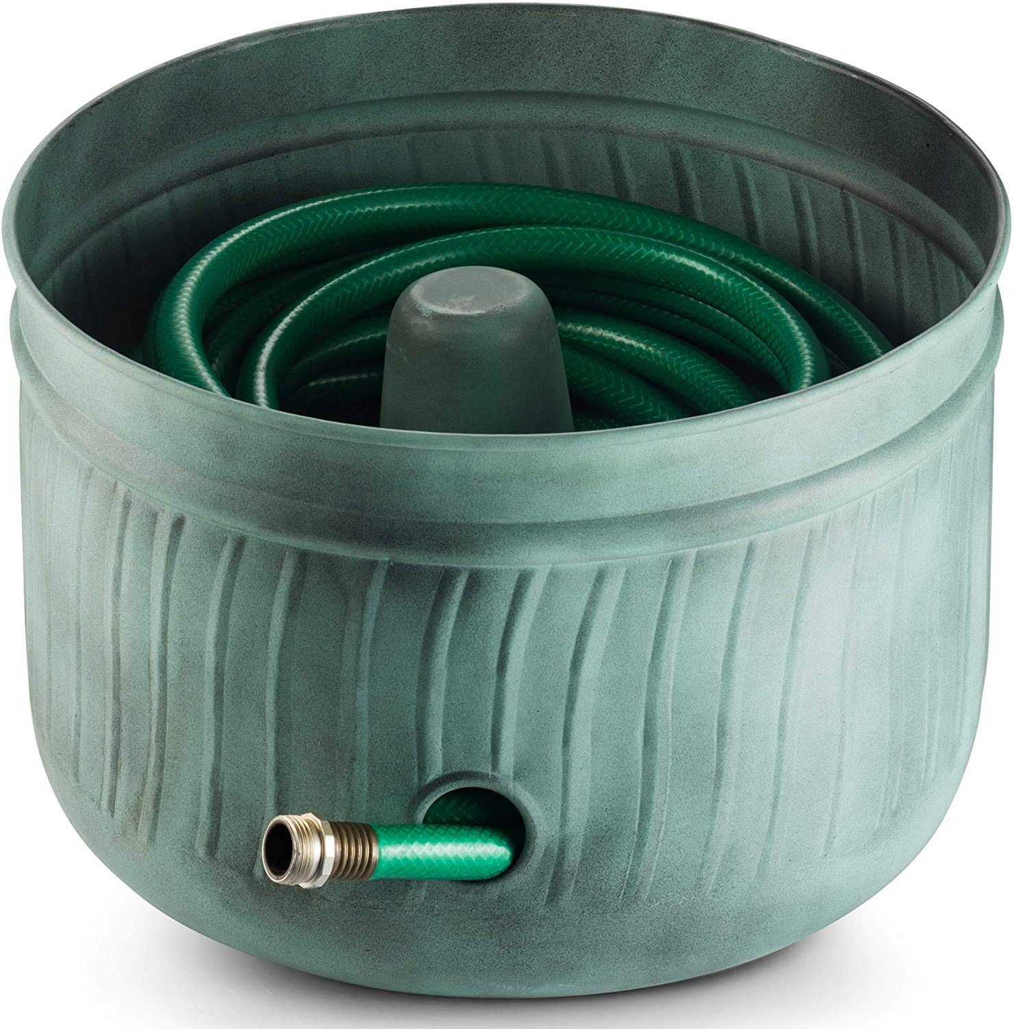 Expandable Garden Hose Holder with Lid - Outdoor & Indoor Water Hose Storage Container for Up to 125 ft Hose - Perfect for Yard, Patio, Garage, and Garden Organization