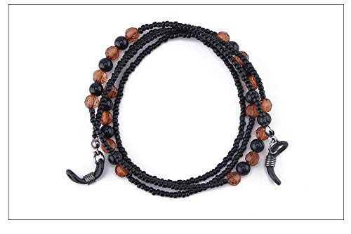 Stylish All Black Eyeglass Chain with Black Beads - Secure Sunglasses & Reading Glasses - Anti-Slip Design by Dhoptical - Perfect for Work, Reading & Outdoor Activities