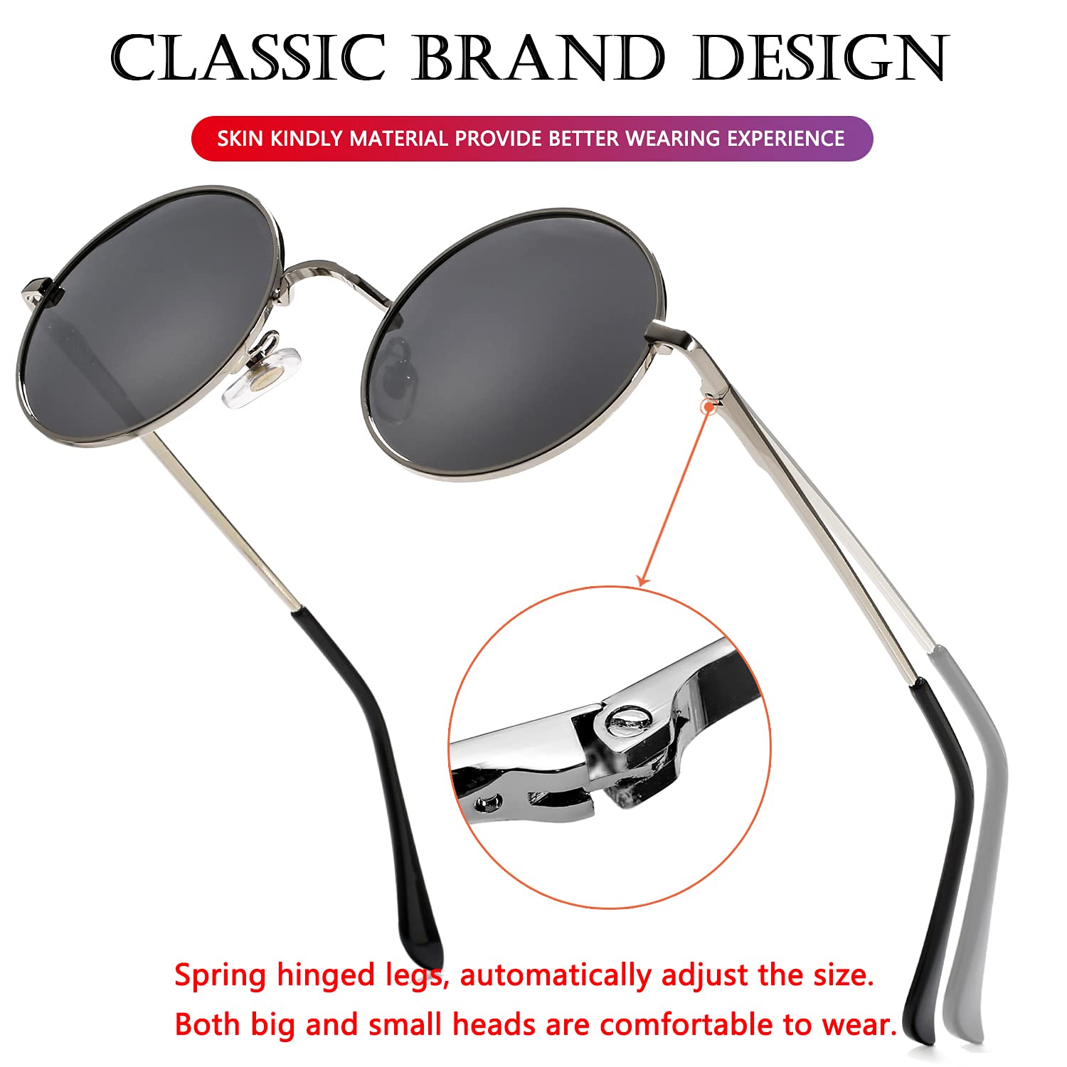AIEYEZO Round Lennon Glasses - Polarized Sunglasses for Women & Men, Small Circle Retro Sunnies - Perfect for Driving, Beach & Outdoor Activities