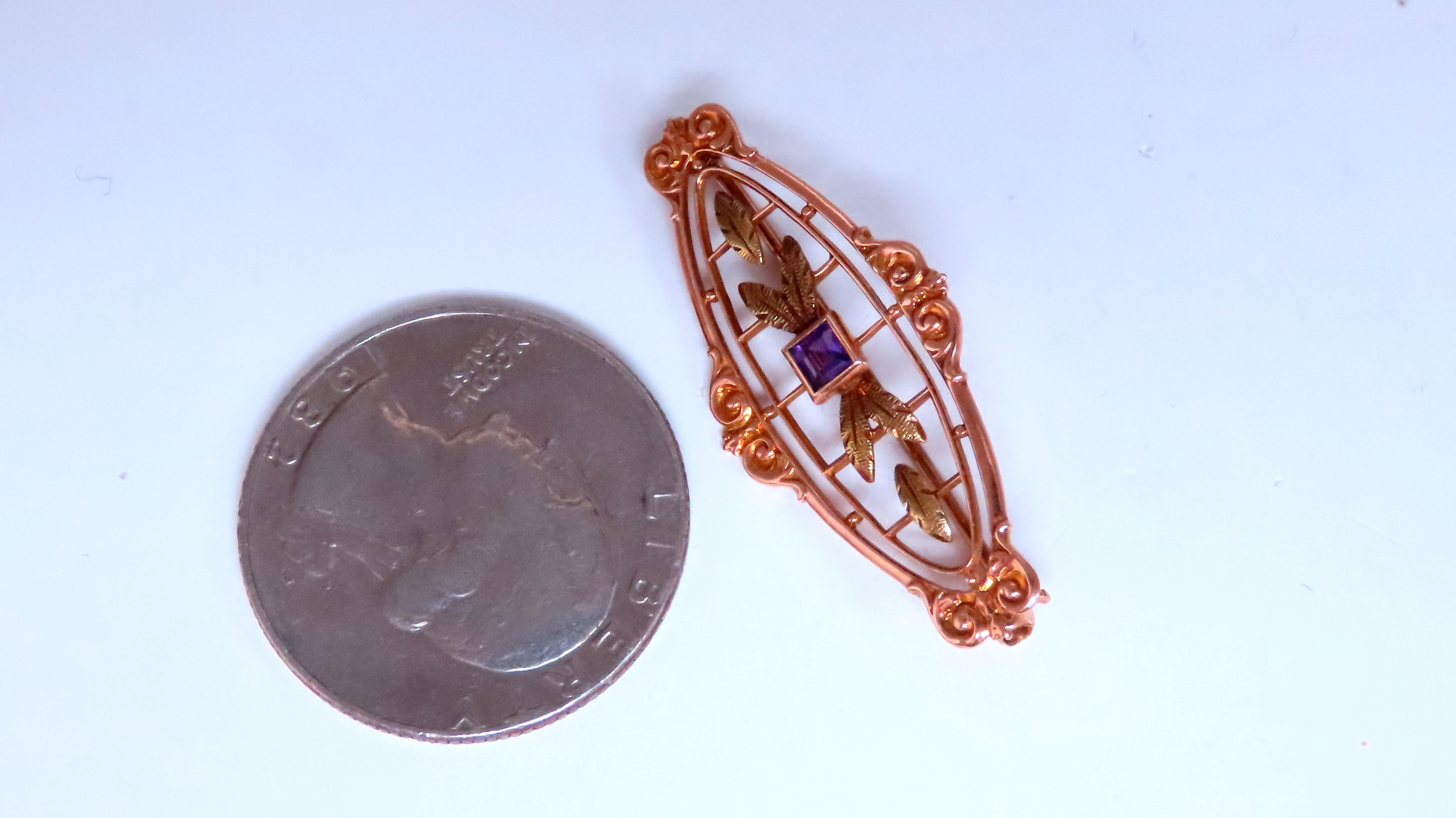 Natural Amethyst Neoclassical Brooch Pin - 14K Gold Vintage Jewelry for Women | Elegant Gift for Weddings, Parties & Special Occasions