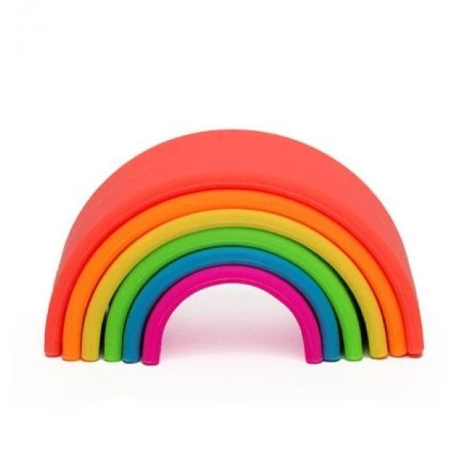 Dena Silicone Neon Rainbow Bracelets - Vibrant Waterproof & Stretchy Wristbands for Kids, Teens, Parties, Festivals & Summer Fun