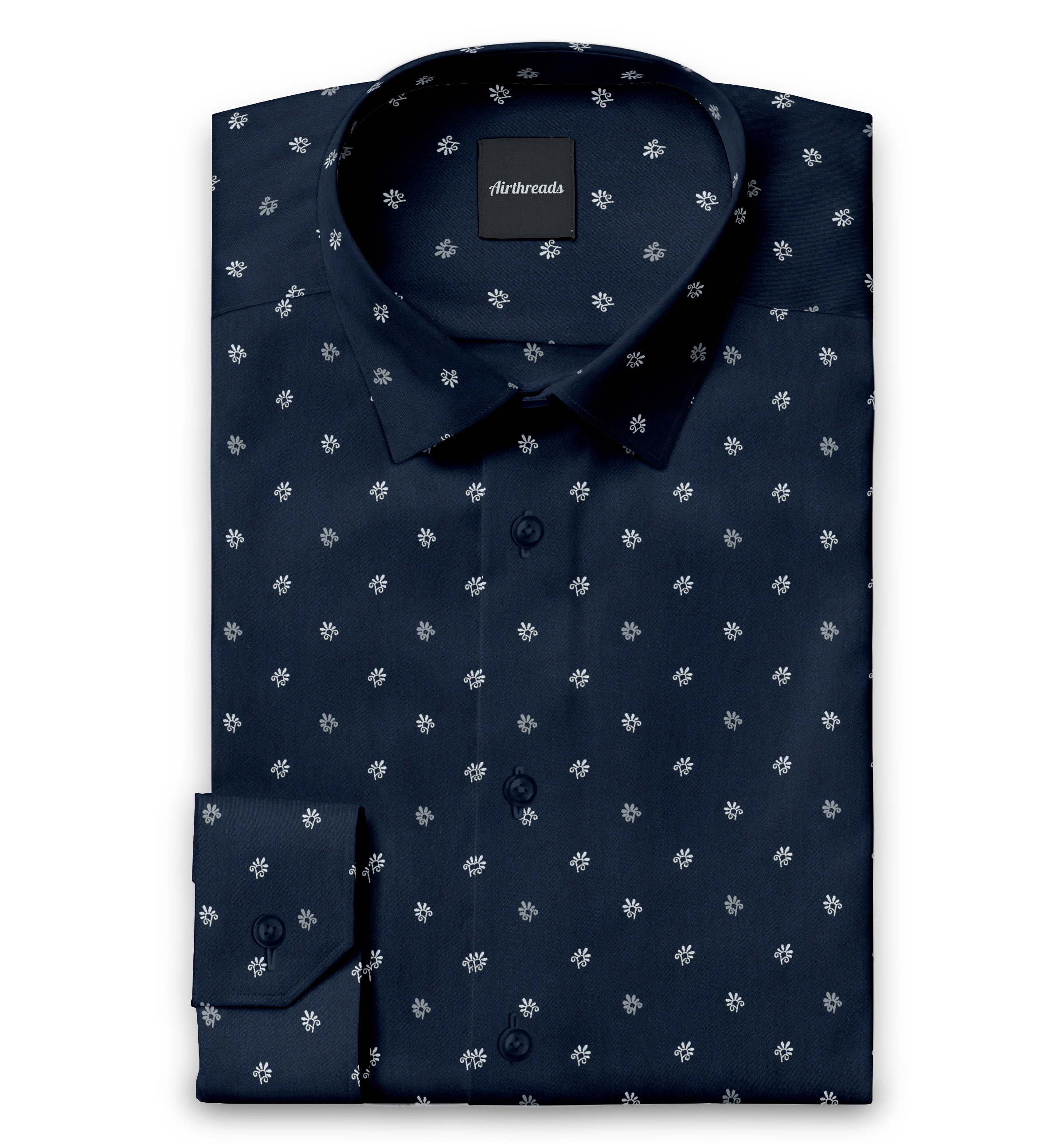 Premium Long Sleeve Cotton Shirt for Men - Soft & Comfortable Navy Blue Casual Button Down Shirt - Perfect for Office, Date Night & Outdoor Activities