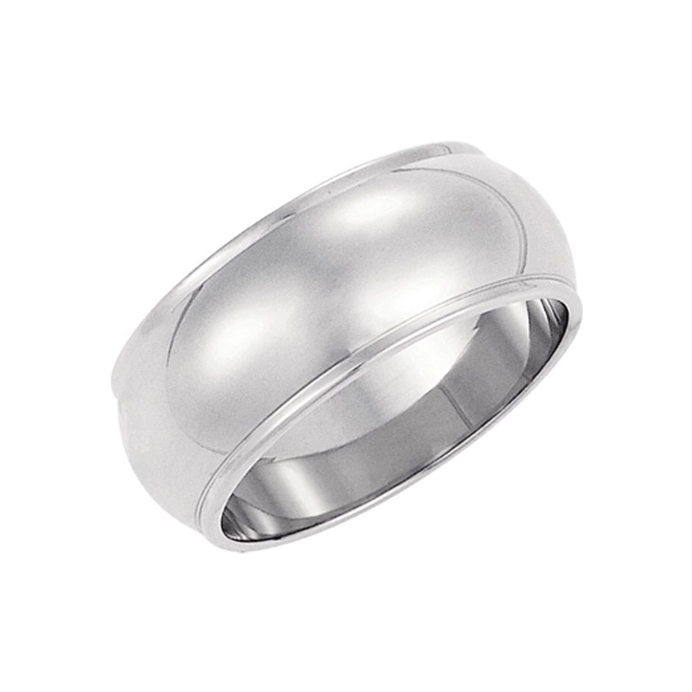 The Black Bow 8mm Half Round Ridged Edge Band in 14k White Gold - Perfect for Weddings, Anniversaries, and Elegant Evening Events