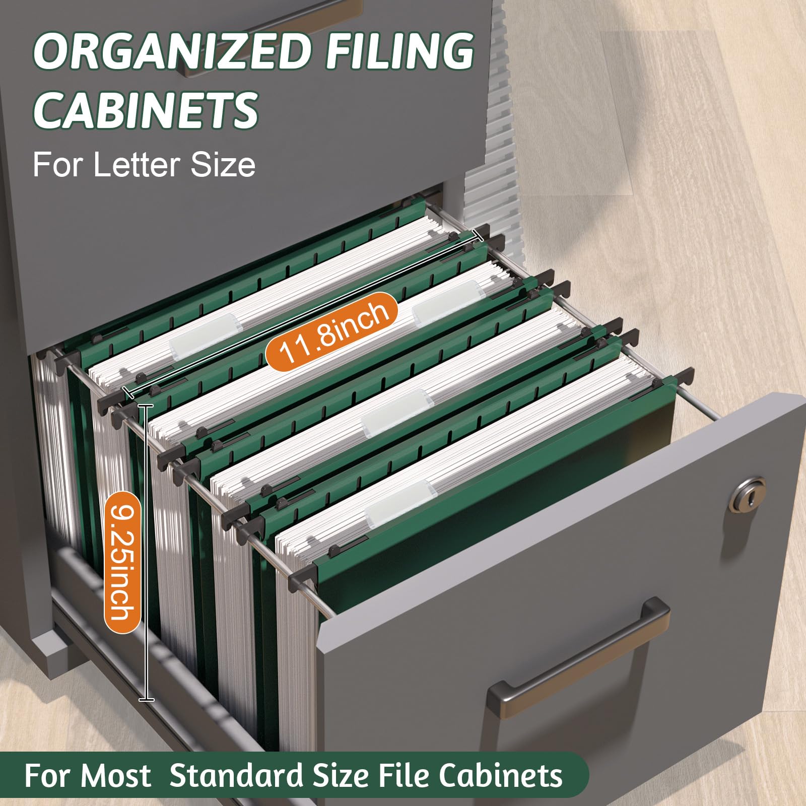 Extra Capacity Plastic Hanging File Folders - 12 Pack Heavy Duty 2 Inch Expansion Reinforced Letter Size Filing Cabinet Folders | Hanging Organizer for Bulky Documents | Perfect for Office Filing, School Projects & Home Organization (Green)
