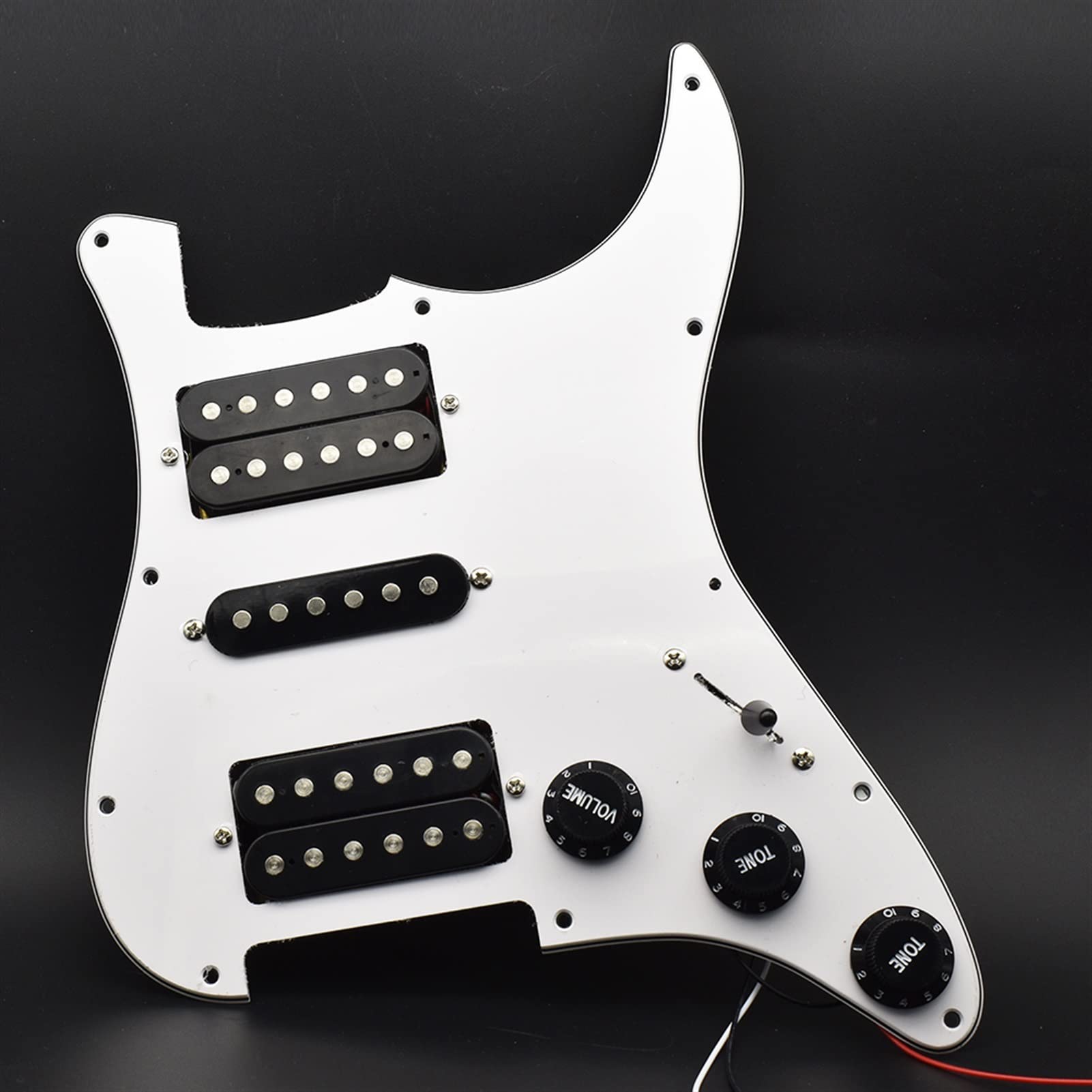 3-Ply HSH Loaded Prewired Electric Guitar Pickguard Pickup for ST Style Stratocaster - White with Black - Perfect for Guitar Upgrades, DIY Repairs & Professional Installations