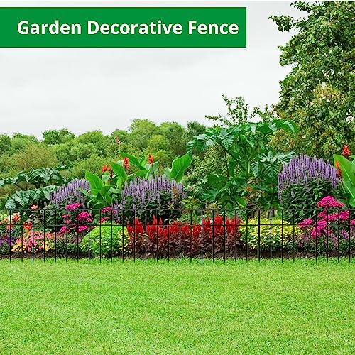 GARVEE 24x15 Inch No Dig Metal Garden Fence - 10 Pack Rustproof Animal Barrier for Dogs, Rabbits & Small Pets | Perfect for Yard, Flower Beds & Vegetable Gardens Protection