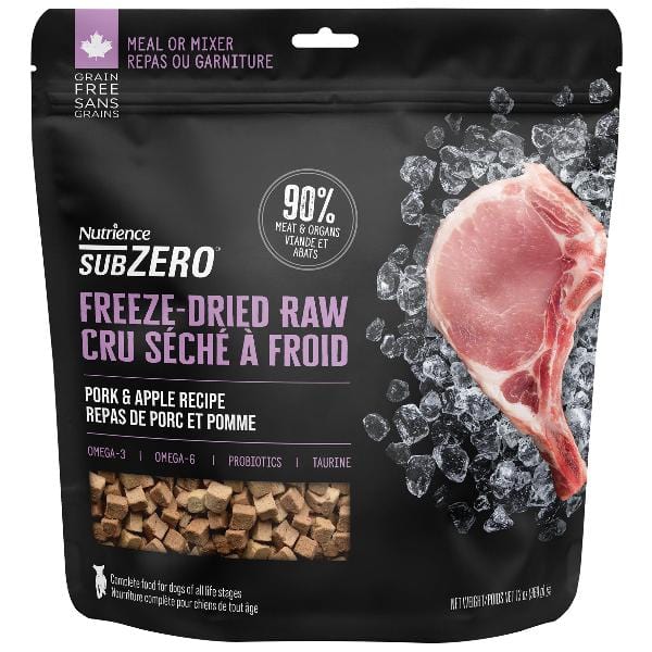 Nutrience SubZero Freeze Dried Raw Pork & Apple Dog Food - High Protein Grain-Free Dog Treats for Training & Outdoor Adventures
