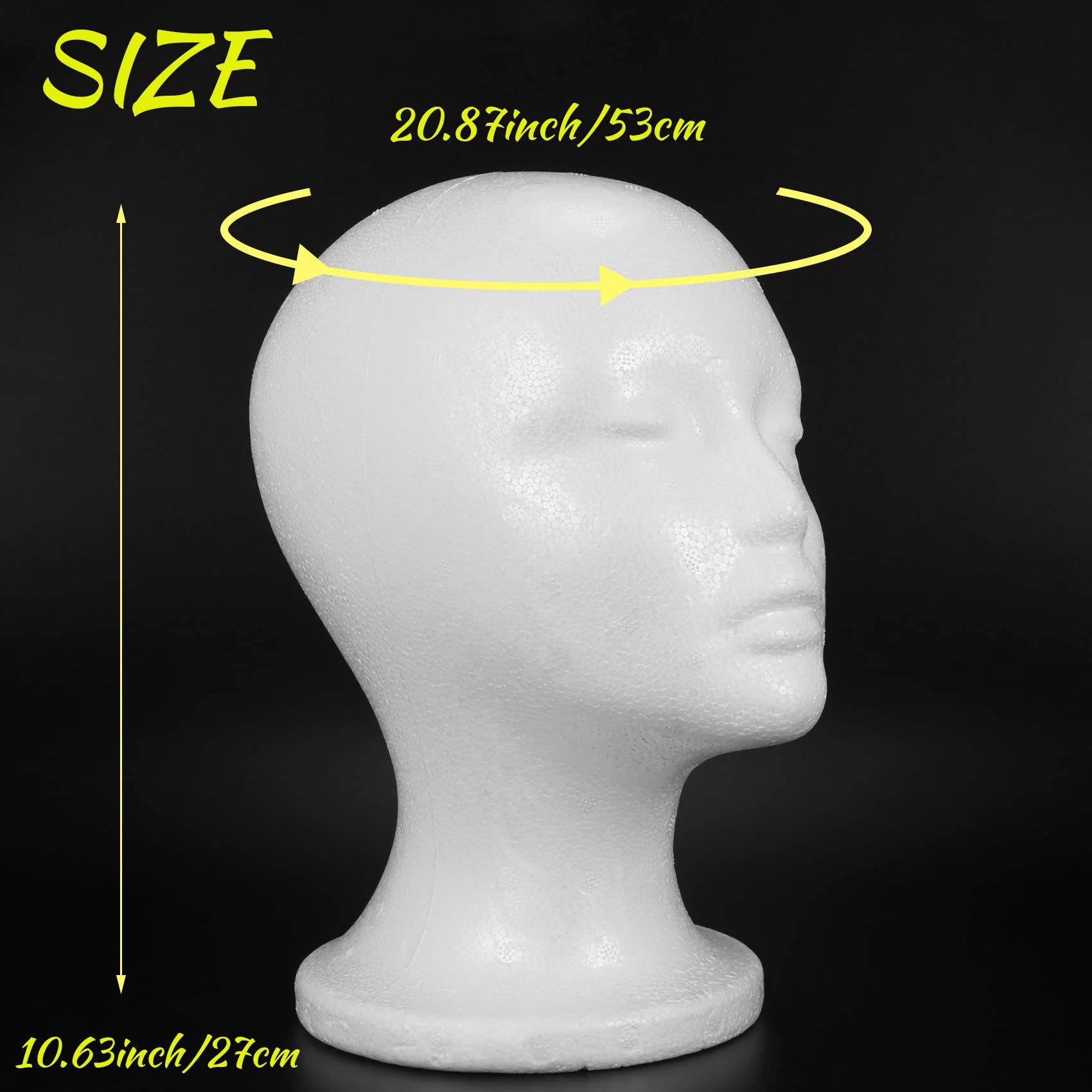 White Female Foam Mannequin Head for Hat & Wig Display - Perfect for Salon, Beauty Shop, and Home Hairstyling Practice