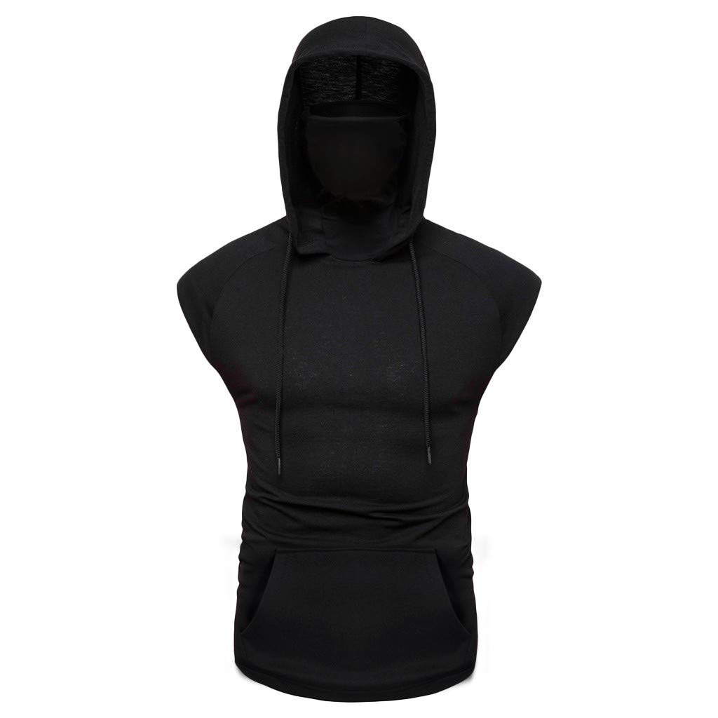 **Men's Workout Hooded Tank Tops - Pure Color Sleeveless & Short Sleeve Gym Hoodies - Breathable & Comfortable for Running, Training & Outdoor Activities**