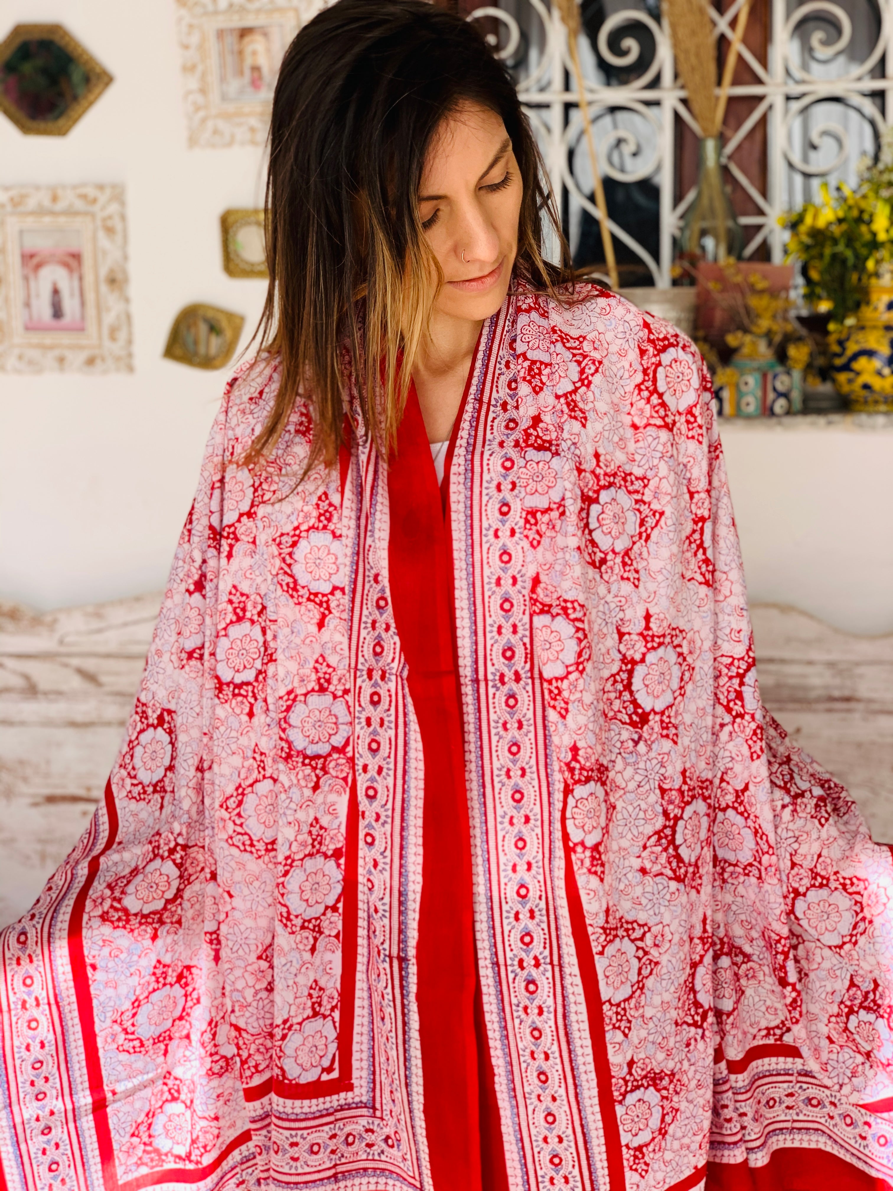 Stylish Block Print Cotton Sarong Pareo Shawl - New Collection for Beach, Pool, and Summer Fashion