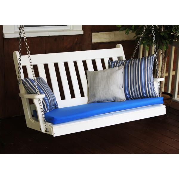 Poly Traditional English Porch Swing - Heavy Duty Outdoor Hanging Bench for Garden, Patio, Deck - Weather Resistant & Comfortable for Relaxing