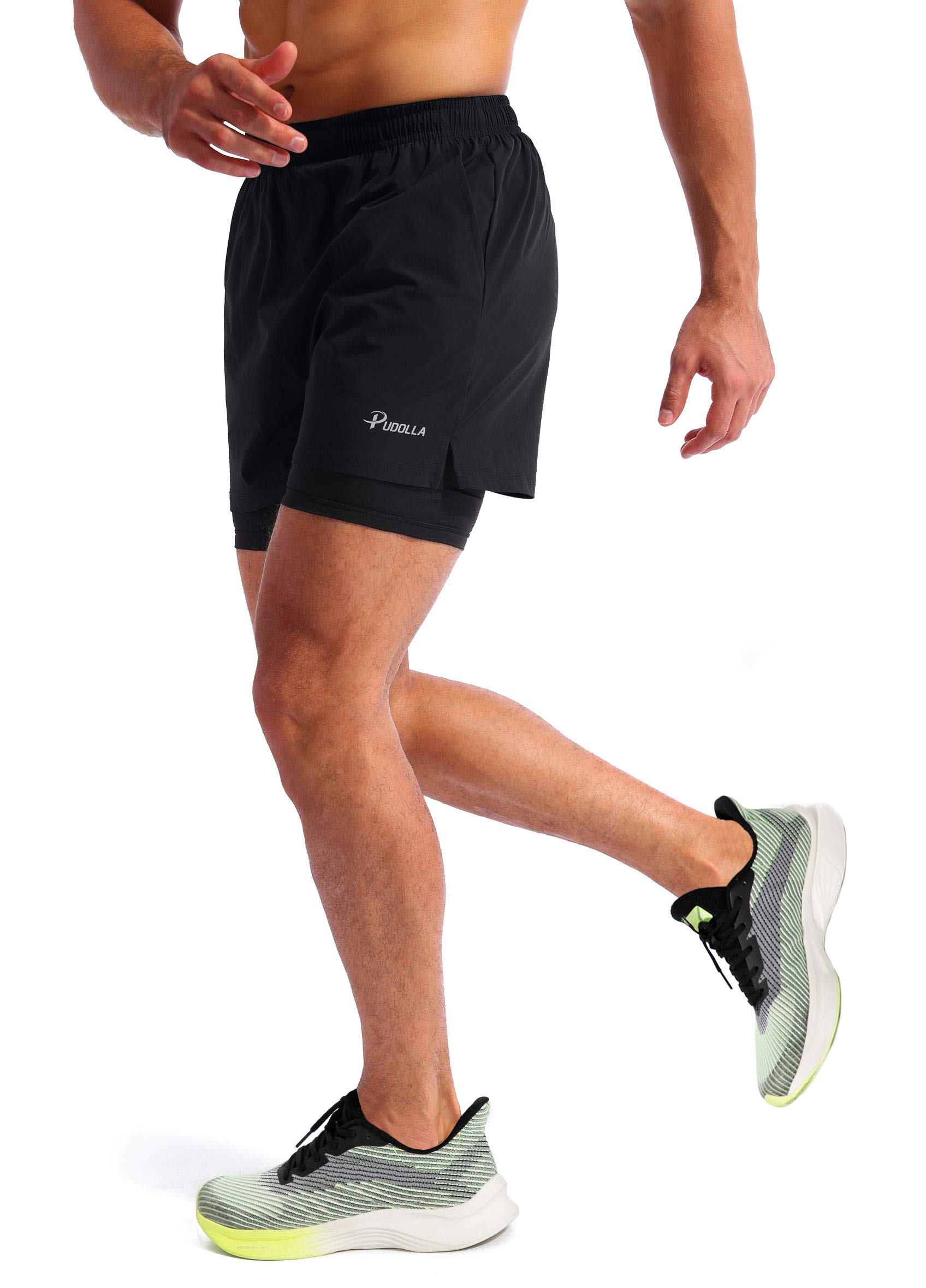 Pudolla Men's 2-in-1 Running Shorts 5