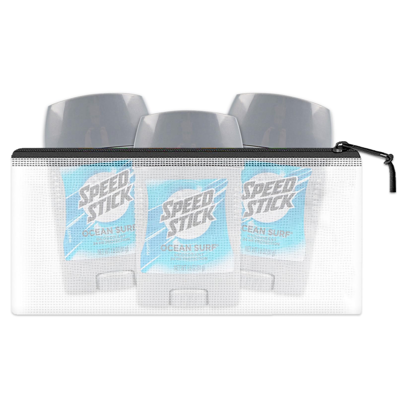 Speed Stick Ocean Surf Antiperspirant Deodorant for Men - 3 Pack Travel Size (1.8 Oz Each) with Free Travel Bag | Fresh Scent, 48-Hour Protection | Perfect for Gym, Office & Travel Essentials