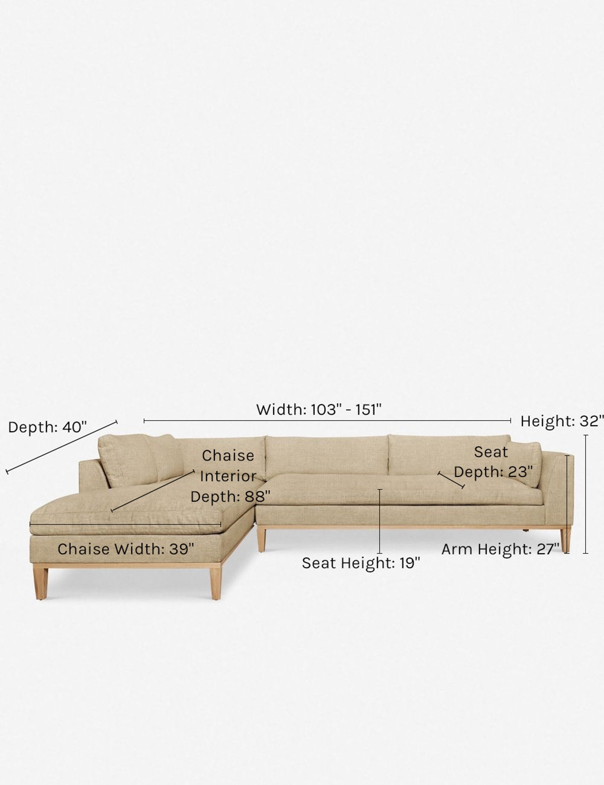Charleston Sectional Sofa - Modern L-Shaped Couch with Reversible Chaise, Soft Fabric Upholstery for Living Room, Family Room & Home Theater Comfort