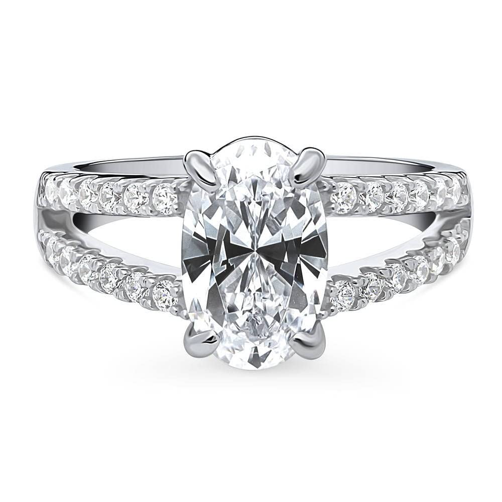 BERRICLE 2.7 Carat Oval Cut Cubic Zirconia Sterling Silver Solitaire Engagement Ring for Women, Rhodium Plated Wedding Promise Ring, Size 4-10 - Perfect for Proposals, Anniversaries & Special Occasions