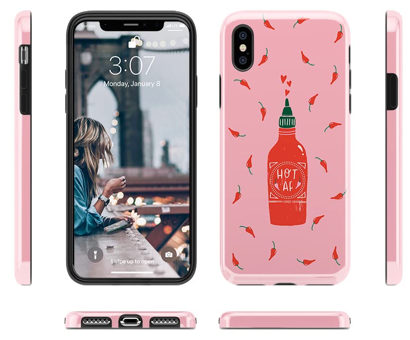 Spicy AF iPhone Xs Max Case - Pink Chili Hot Sauce Design | Trendy Protective Cover for iPhone Xs Max | Perfect for Foodies, Hot Sauce Lovers & Unique Gift Ideas