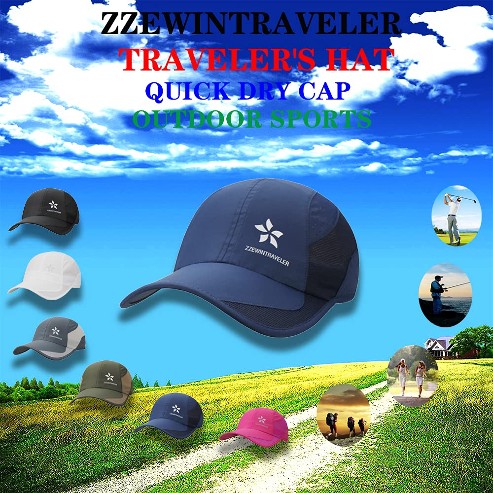 ZZEWINTRAVELER Quick Dry Running Hat - Lightweight Breathable Adjustable Sports Cap for Men & Women - Perfect for Jogging, Hiking, Cycling & Outdoor Activities