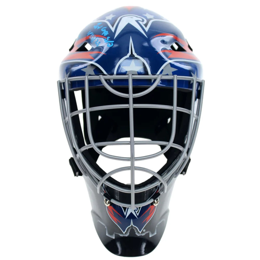 Logan Thompson Autographed Washington Capitals Goalie Mask - Limited Edition #D/25 with IGM COA - Perfect for NHL Fans, Sports Memorabilia Collectors & Hockey Decor