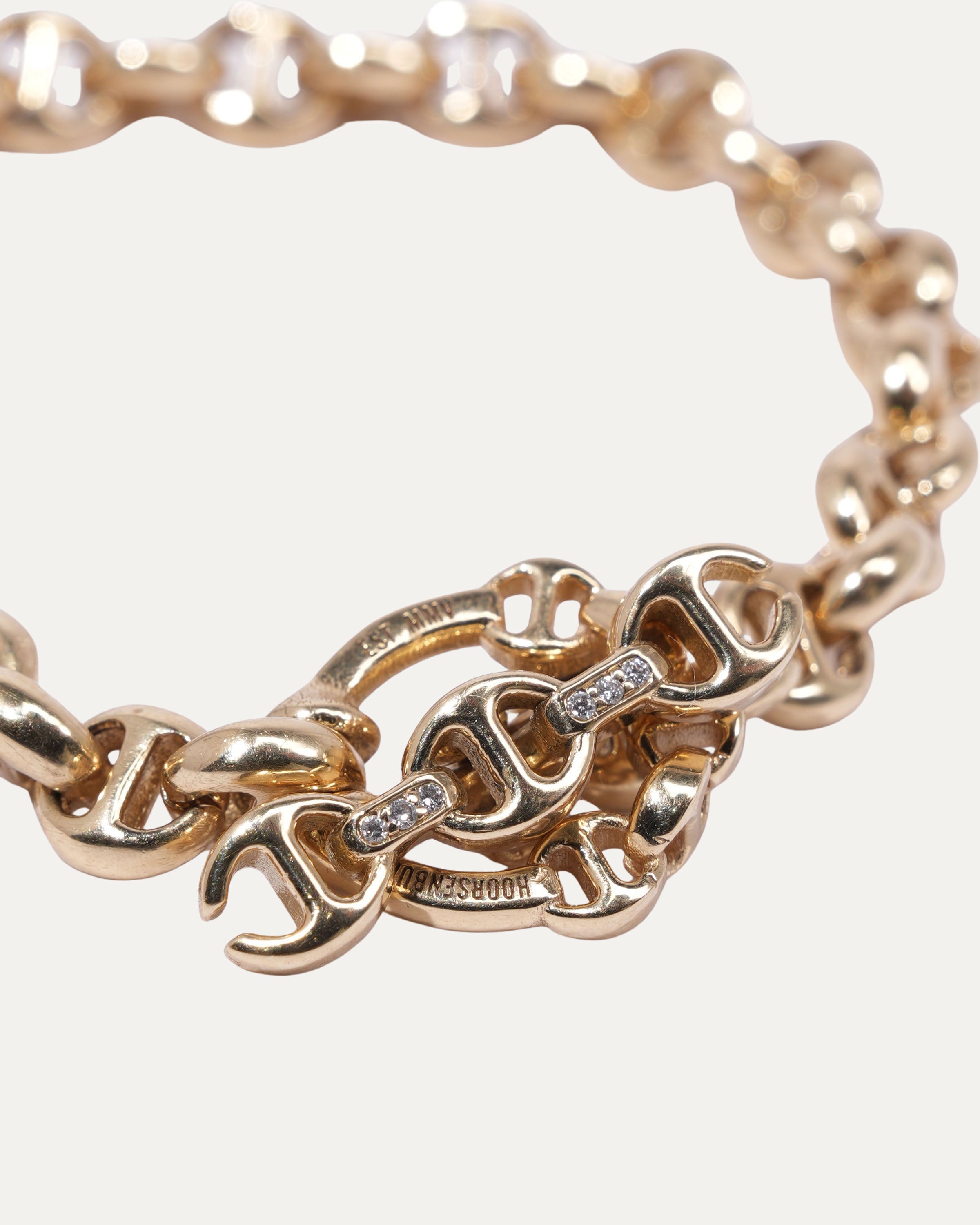 18K Yellow Gold 5MM Open Link Bracelet with Diamond Toggle Closure - Elegant Jewelry for Women, Perfect for Parties, Weddings & Special Occasions