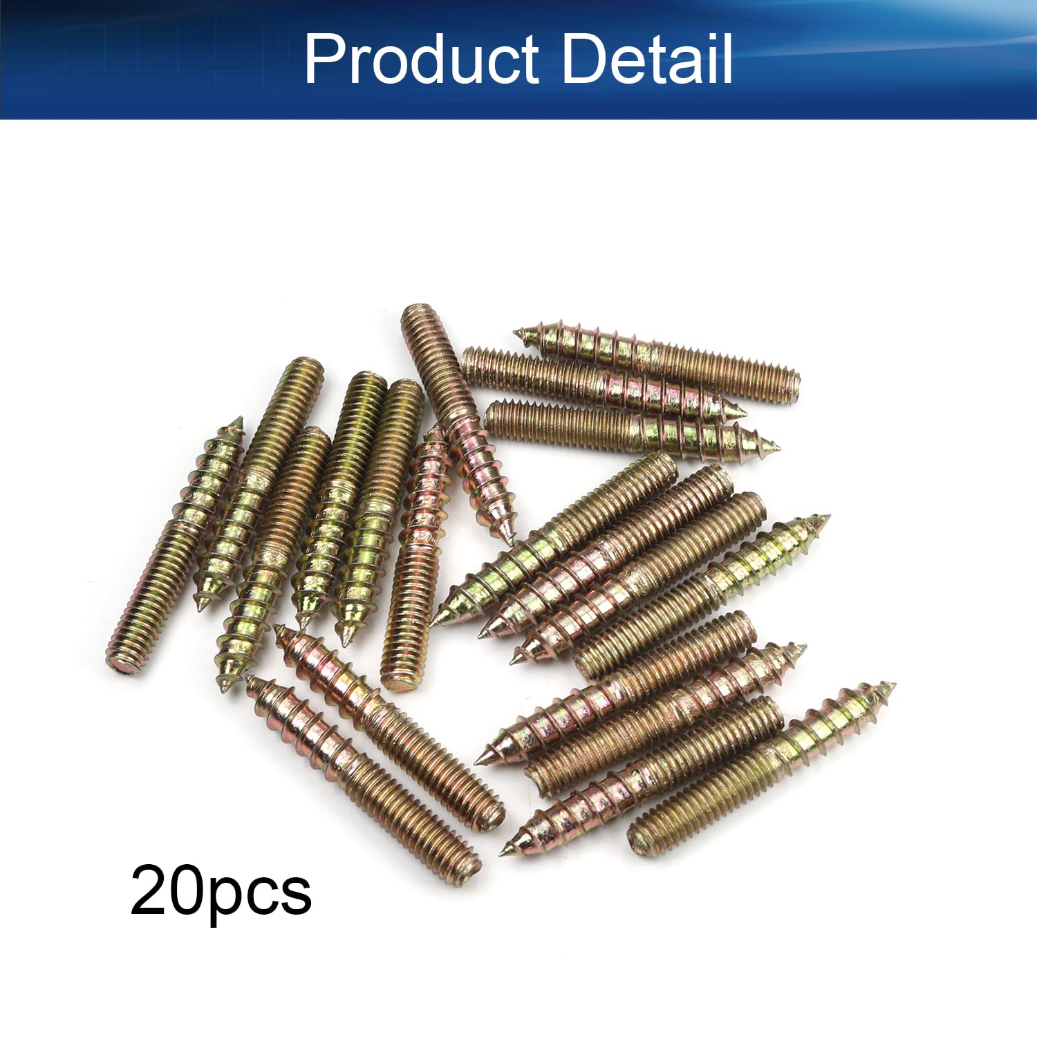 Yinpecly M6x40mm Double Head Hanger Bolts - Carbon Steel Self-Tapping Screws for Furniture (20PCS) - Perfect for Pet, Outdoor & Home Use