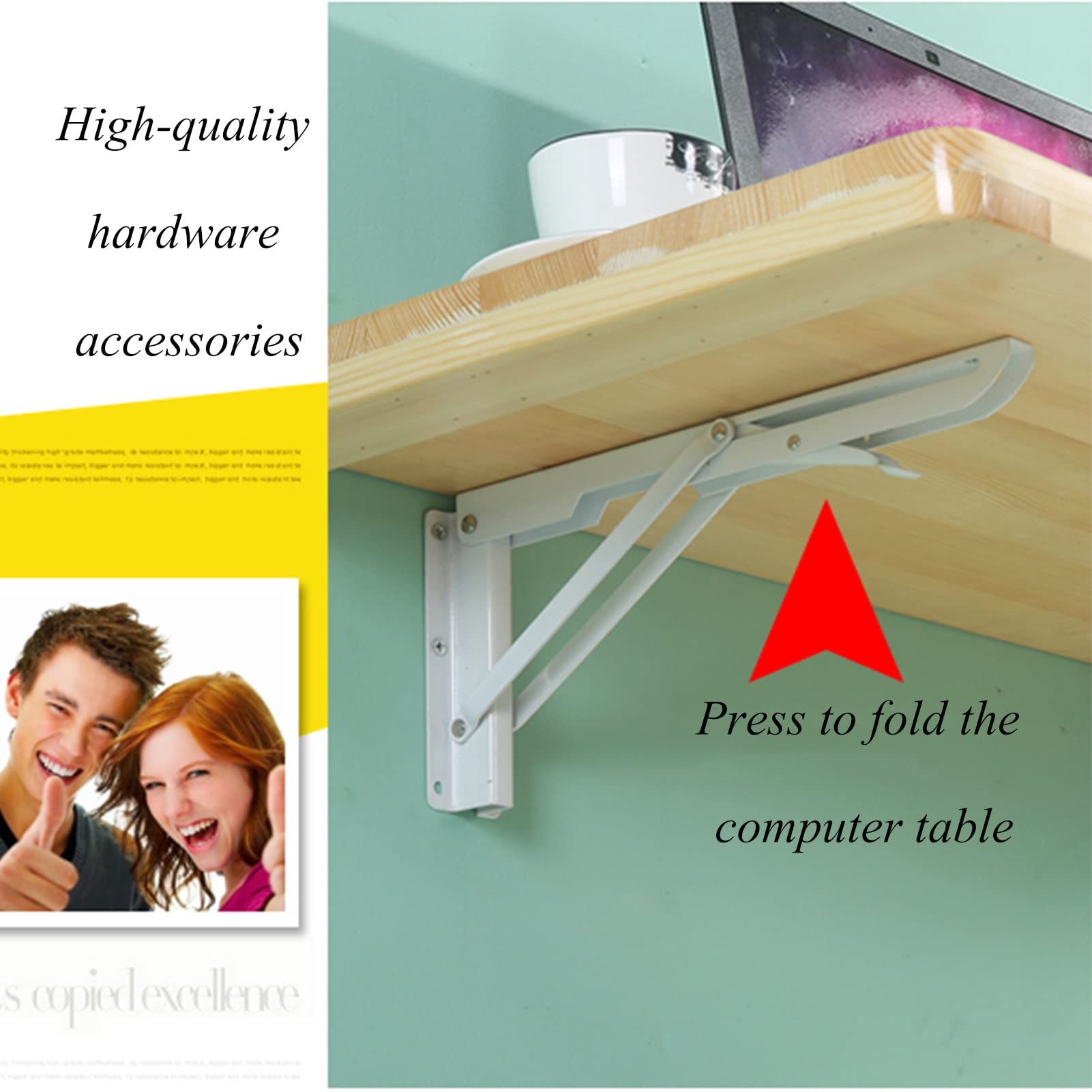Wall Mounted Fold Down Table - Space Saving Folding Desk with 20 Size Options (Blue, 90x30cm) - Perfect for Small Apartments, Kitchen Dining, Home Office & RV Living