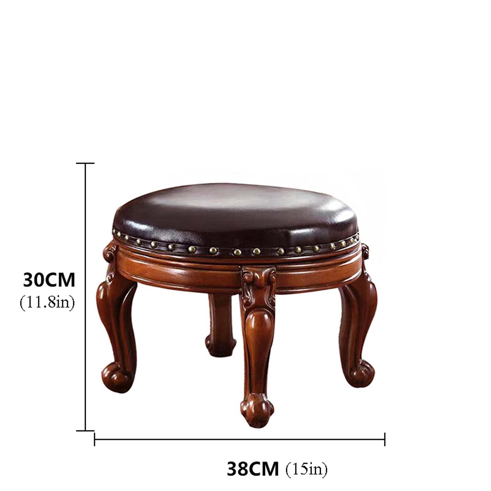 Wooden Foot Rest Ottoman with 4 Stable Legs - Round Footstool for Under Desk, Office Chair & Living Room - Versatile Vanity Stool for Home, Office & Relaxation (Perfect for Work Desks, Couches & Dressing Tables)