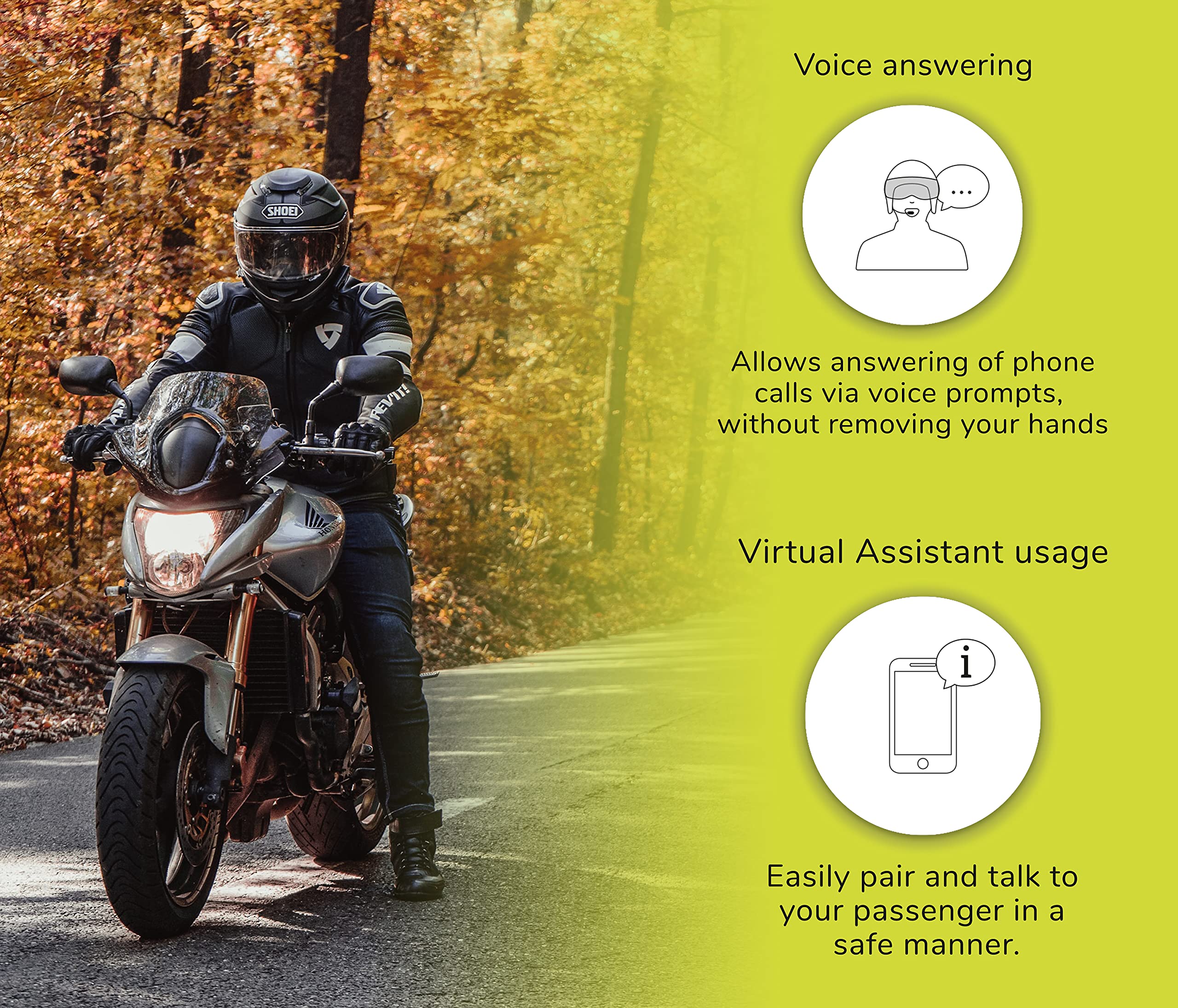 Twiins HF 1.0 Bluetooth Motorcycle Helmet Communication Headset with Single Speaker - Wireless Intercom for Riders, Hands-Free Calling & Music - Perfect for Road Trips & Group Riding