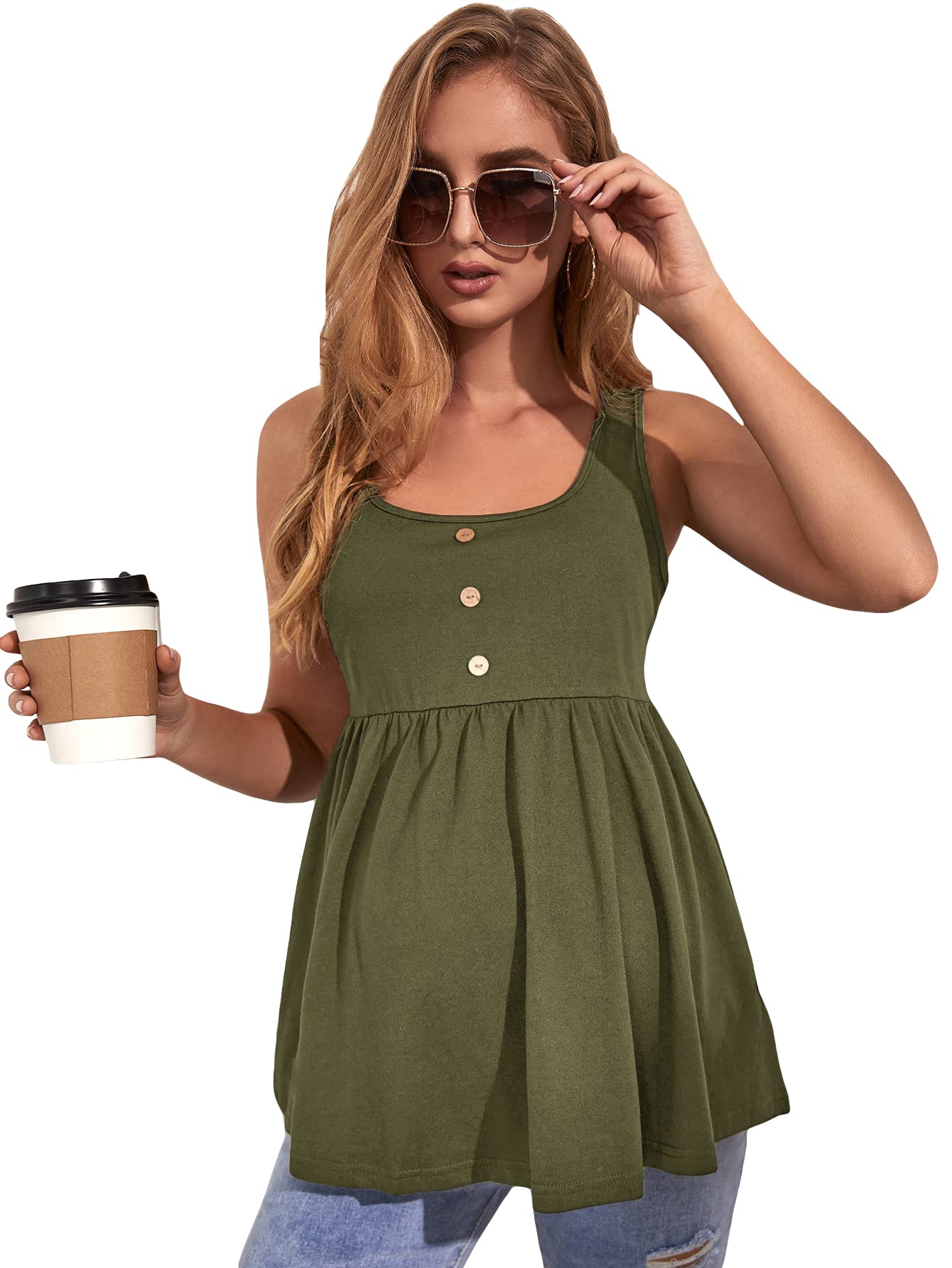 Stylish Women's Maternity Tank Top - Soft Breathable Sleeveless Peplum Shirt for Pregnancy | Perfect for Casual Wear, Nursing & Everyday Comfort