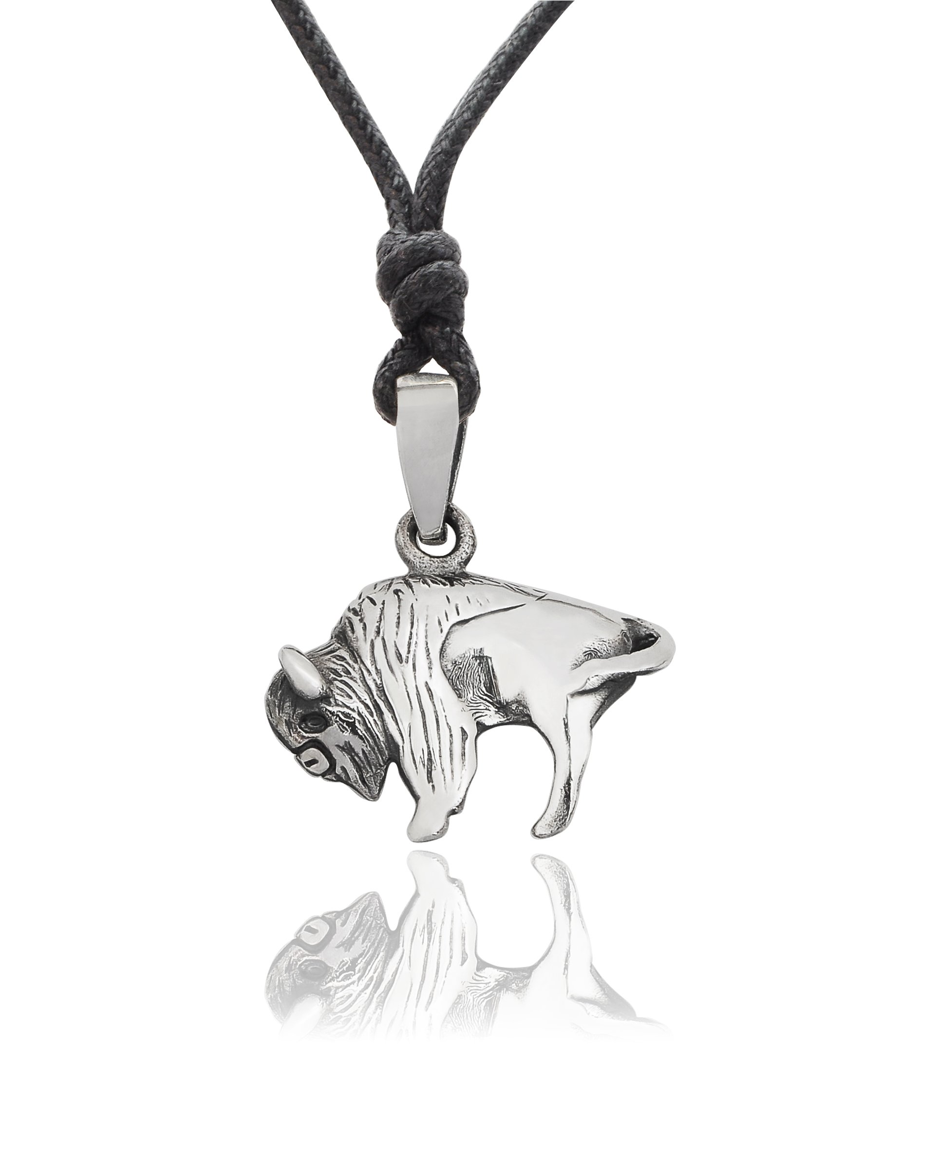 Bison Sterling Silver Charm Necklace - Buffalo Pendant Jewelry for Gifts