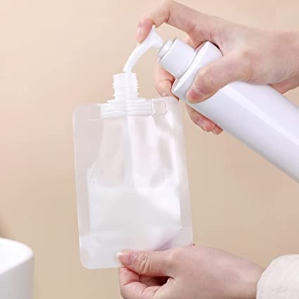 Felofix White Travel Size Refillable Empty Squeeze Pouch - Leakproof Stand Up Cosmetic Containers for Toiletries, Lotion, Shampoo & Shower Gel (30ml/50ml/100ml) - Perfect for Travel, Gym & Home Use