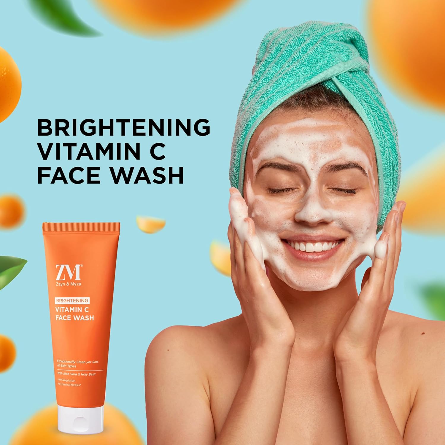 ZM Zayn & Myza Vitamin C Brightening Face Wash - 75ml | Gentle Cleanser for Glowing Skin | Perfect for Morning & Night Skincare Routine