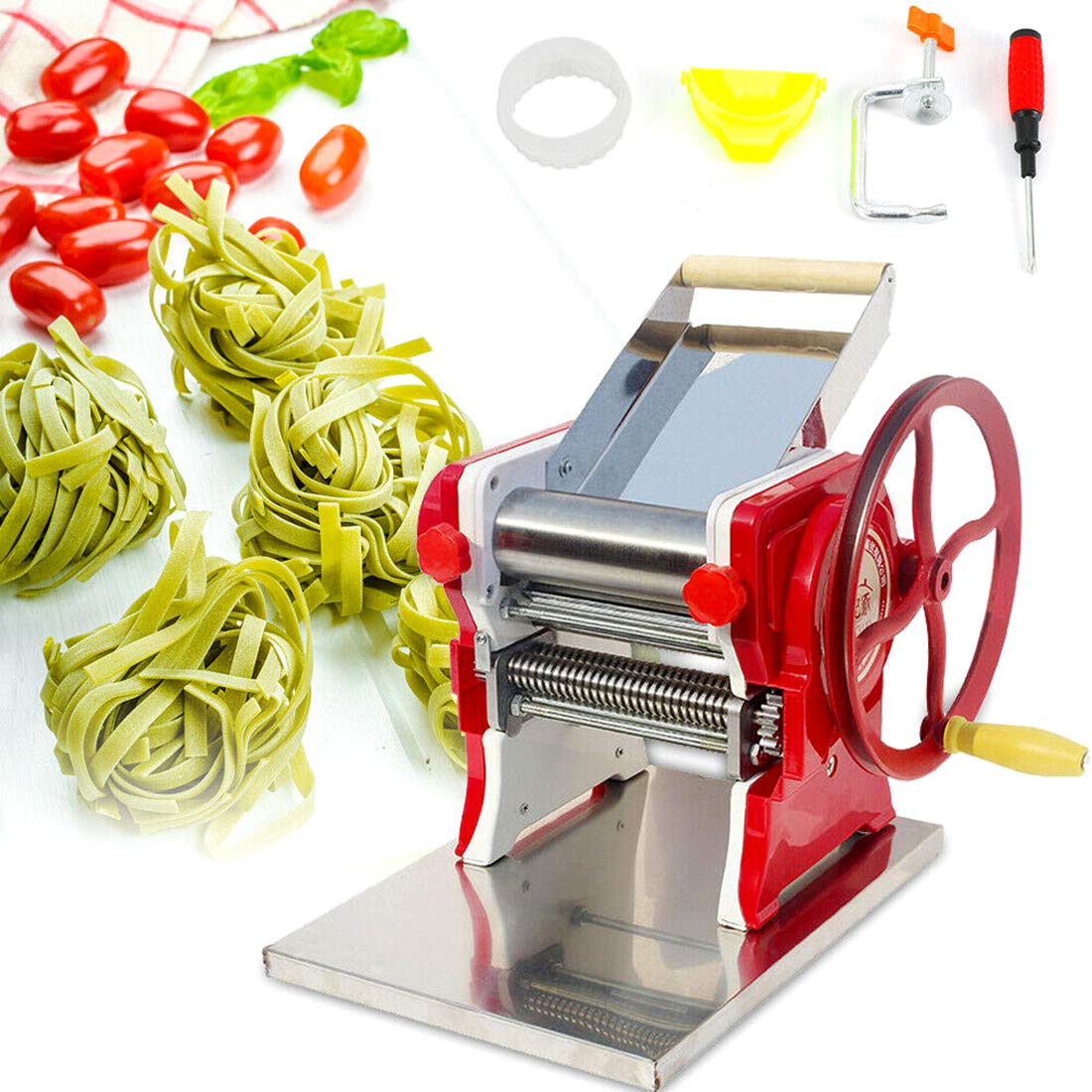 Gdrasuya10 Manual Pasta Maker Machine - Stainless Steel Noodle Press for Homemade Pasta, Dumpling Wrappers & Fresh Noodles | Perfect for Italian Cuisine, Asian Dishes & Family Cooking