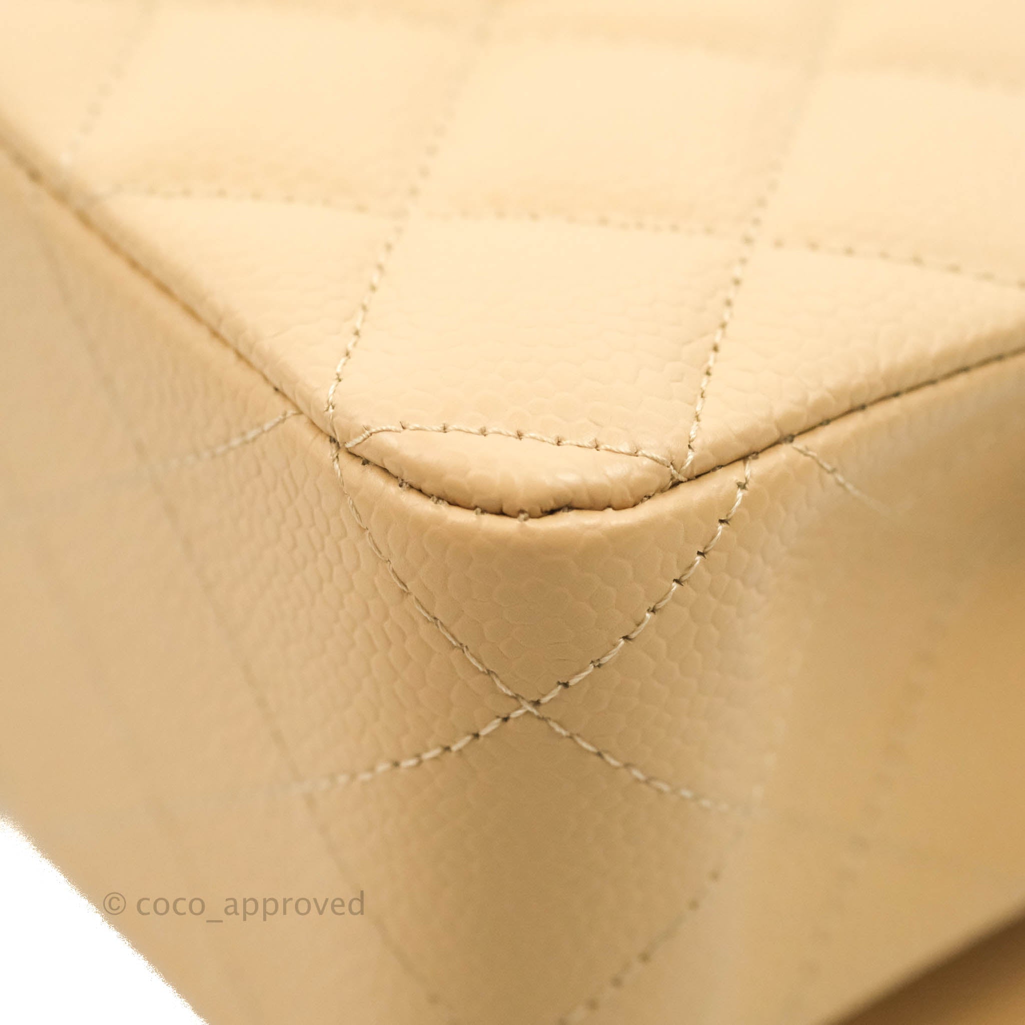 Chanel Classic M/L Medium Flap Bag Quilted Beige Caviar Leather with Gold Hardware - Luxury Handbag for Women, Perfect for Parties, Work & Everyday Use