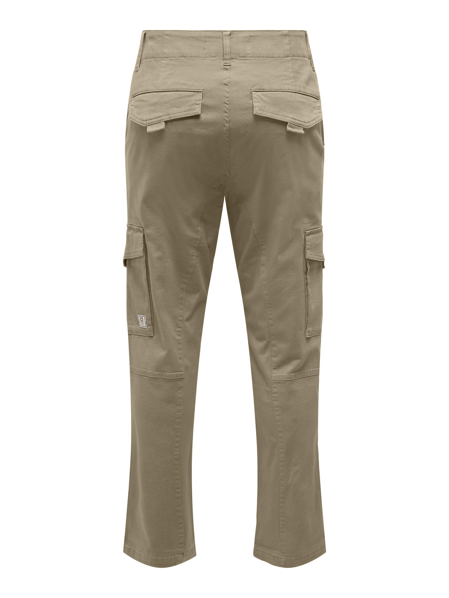 ONLY & SONS Onsdean Life Tap Cargo Pants 0032 - Men's Casual Cargo Pants with Multiple Pockets | Perfect for Outdoor Activities, Hiking, and Everyday Wear