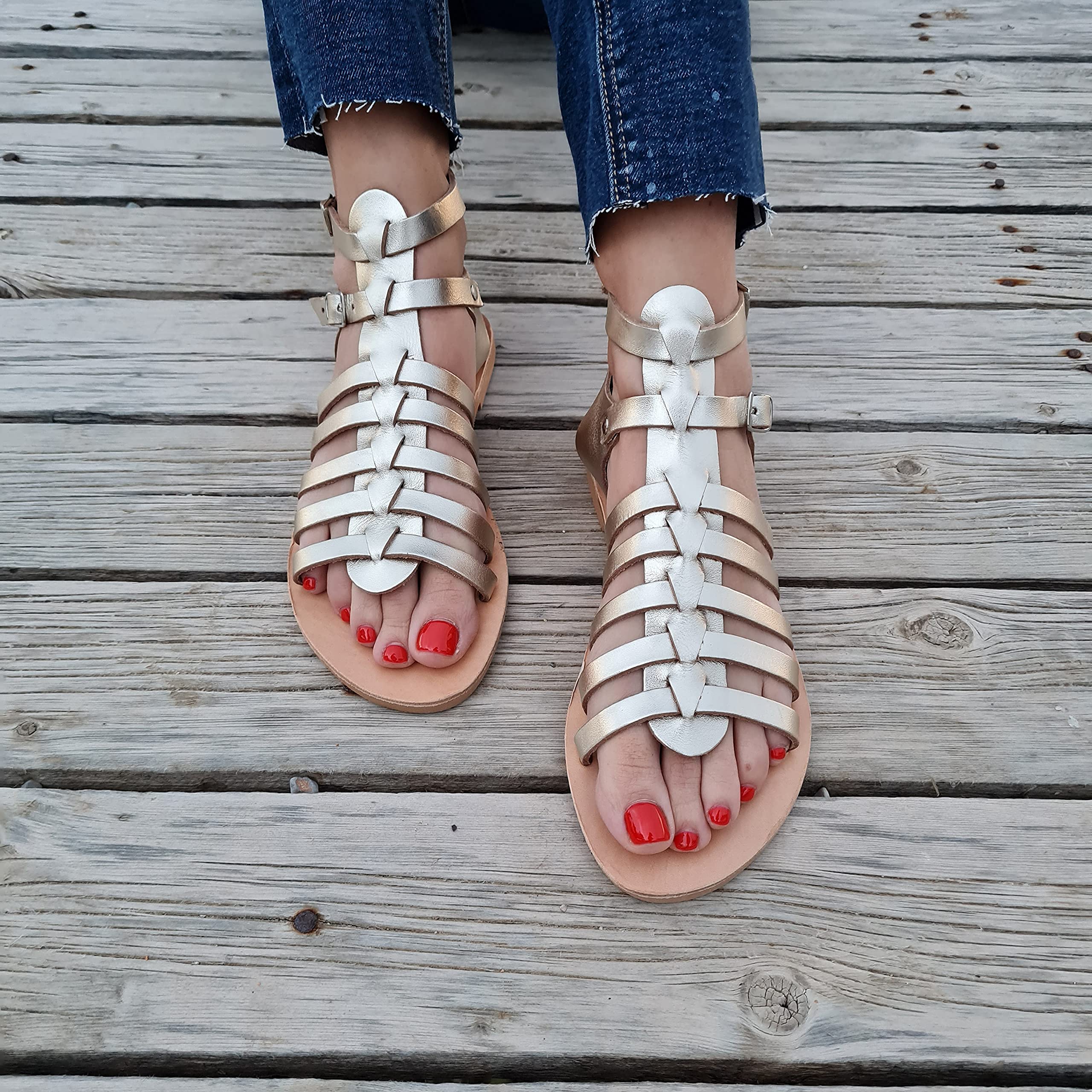 Handmade Black Women Gladiator Sandals - Classic Greek Style Leather Strappy Summer Sandals for Women | Perfect for Beach, Vacation & Casual Outfits