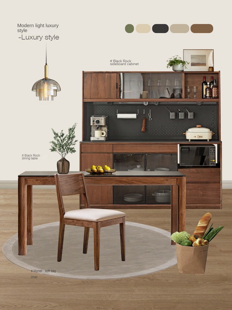 Solid Black Walnut Wood Sideboard Buffet Cabinet - Rustic Dining Room Storage Furniture for Kitchen, Living Room & Entryway Organization
