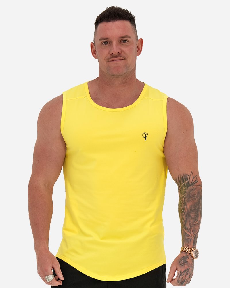 Tucann Sport Singlet for Men - Breathable Yellow Workout Tank Top - Gym, Running & Athletic Performance Apparel